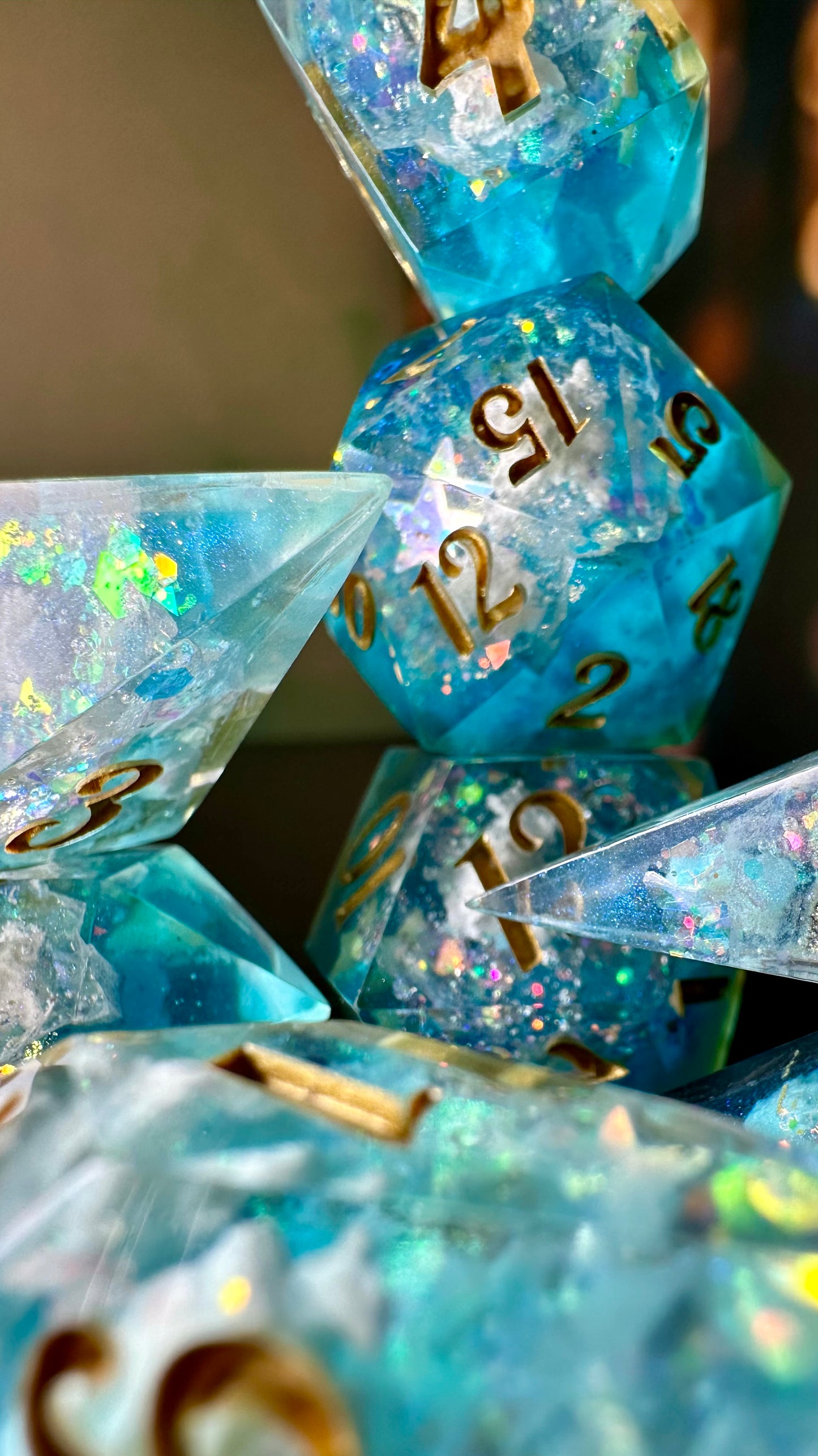 Cosmic Sky Geode - 8 piece polyhedral dice set- (Pointy Bois)- Pobody’s Nerfect