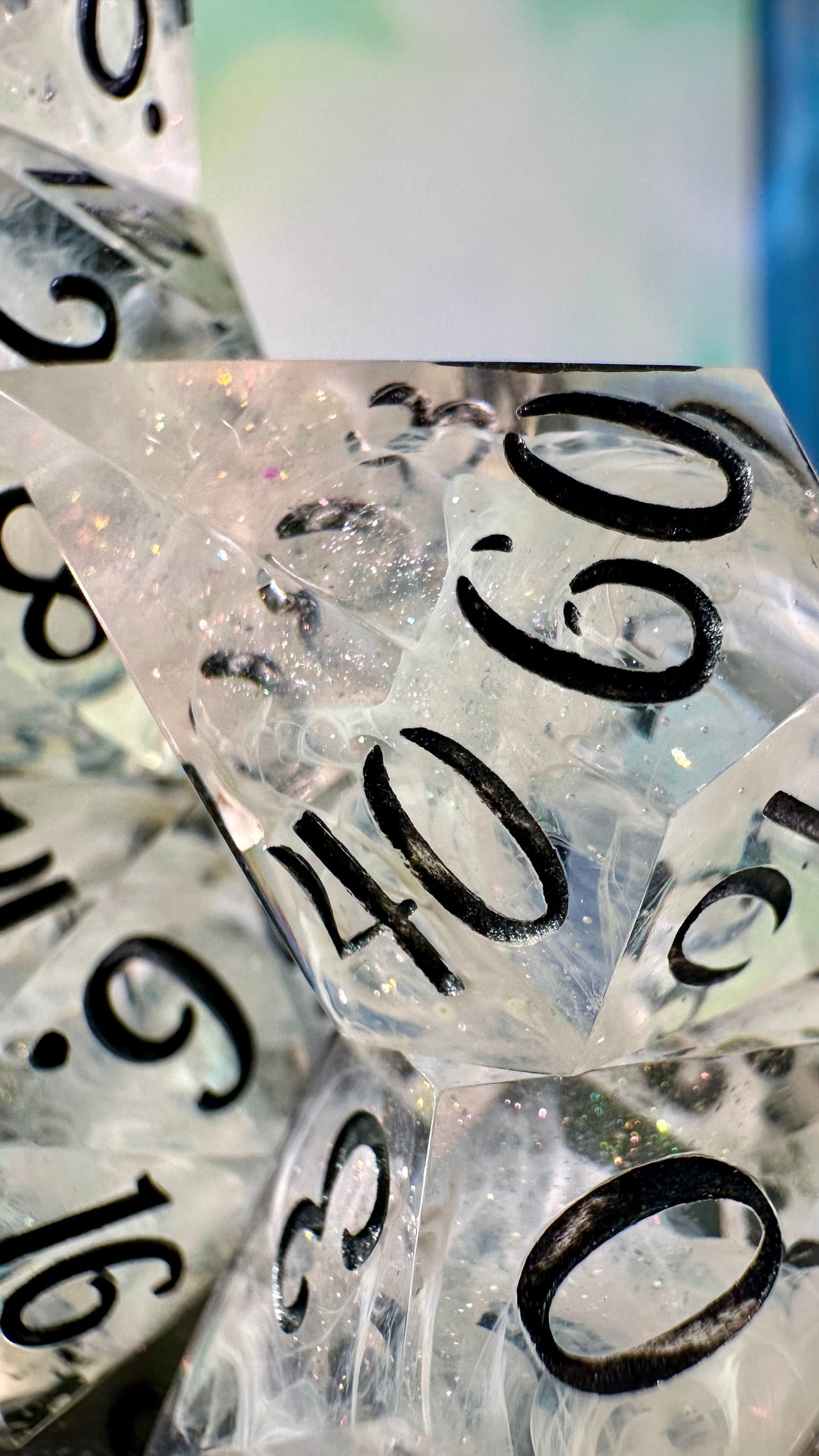 Aziraphale- 8 piece polyhedral dice set