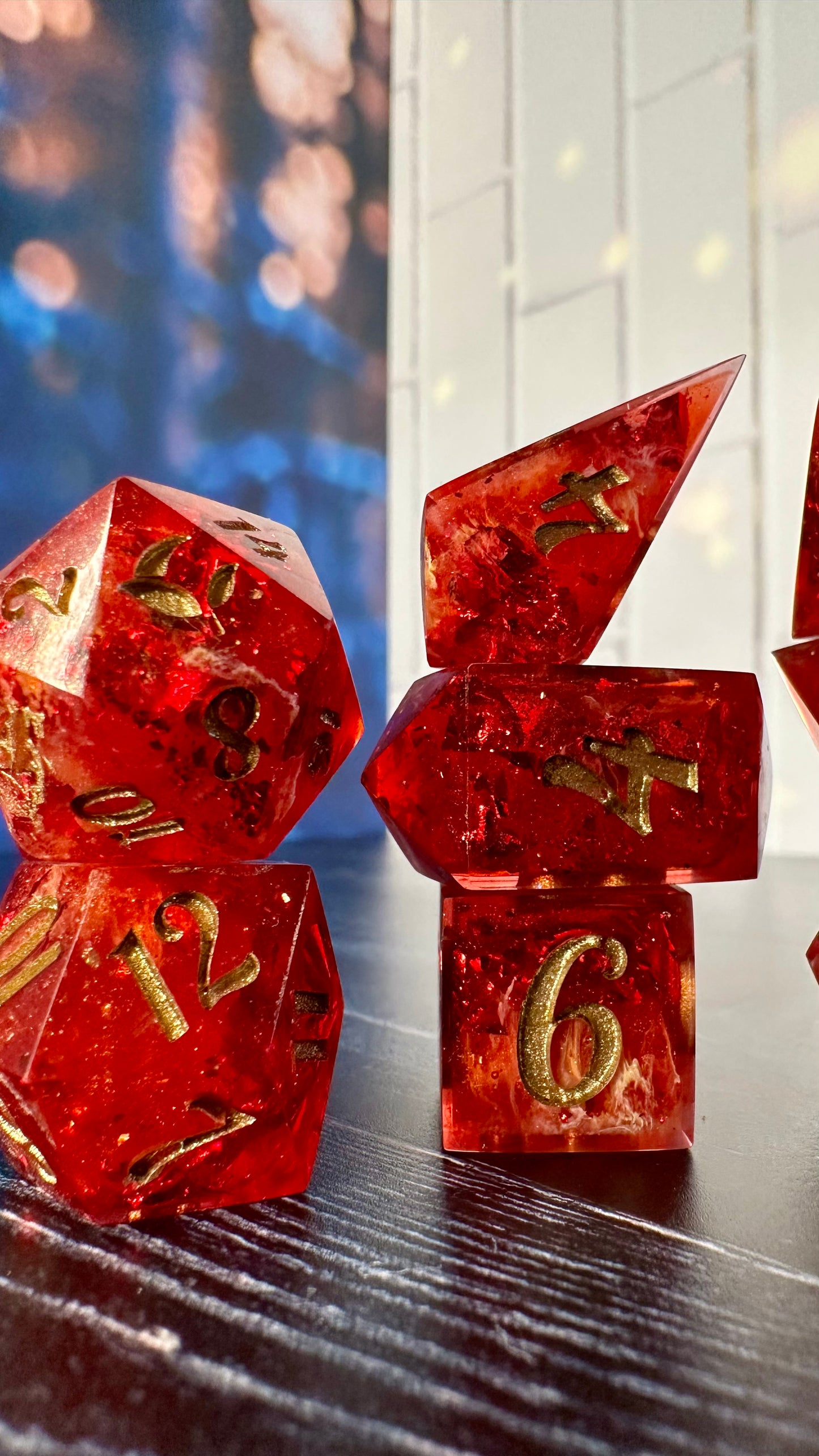 Ruby Slippers- 8 piece polyhedral dice set (Large)