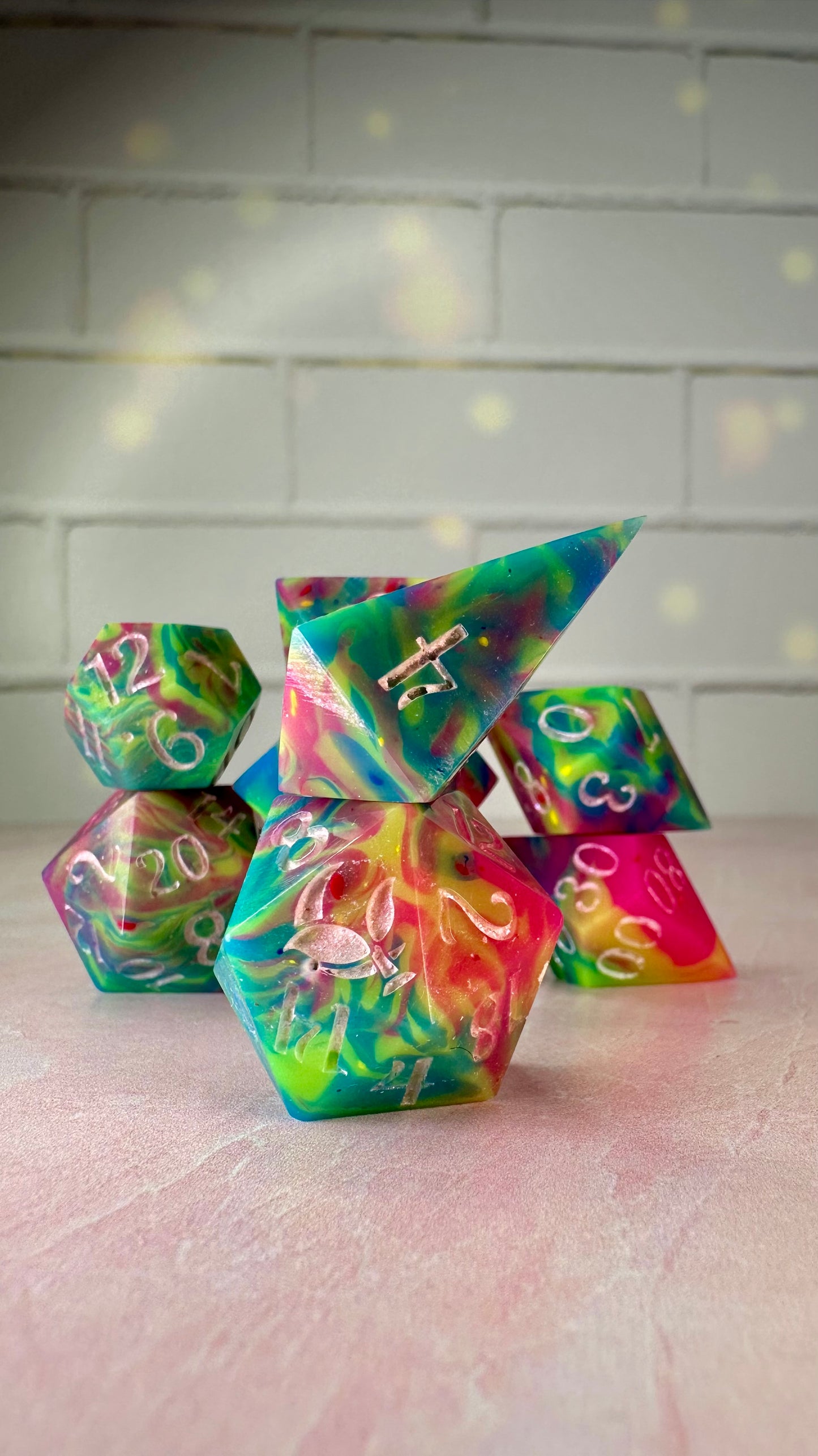 Pride 2: Electric Boogaloo - 8 piece polyhedral dice set