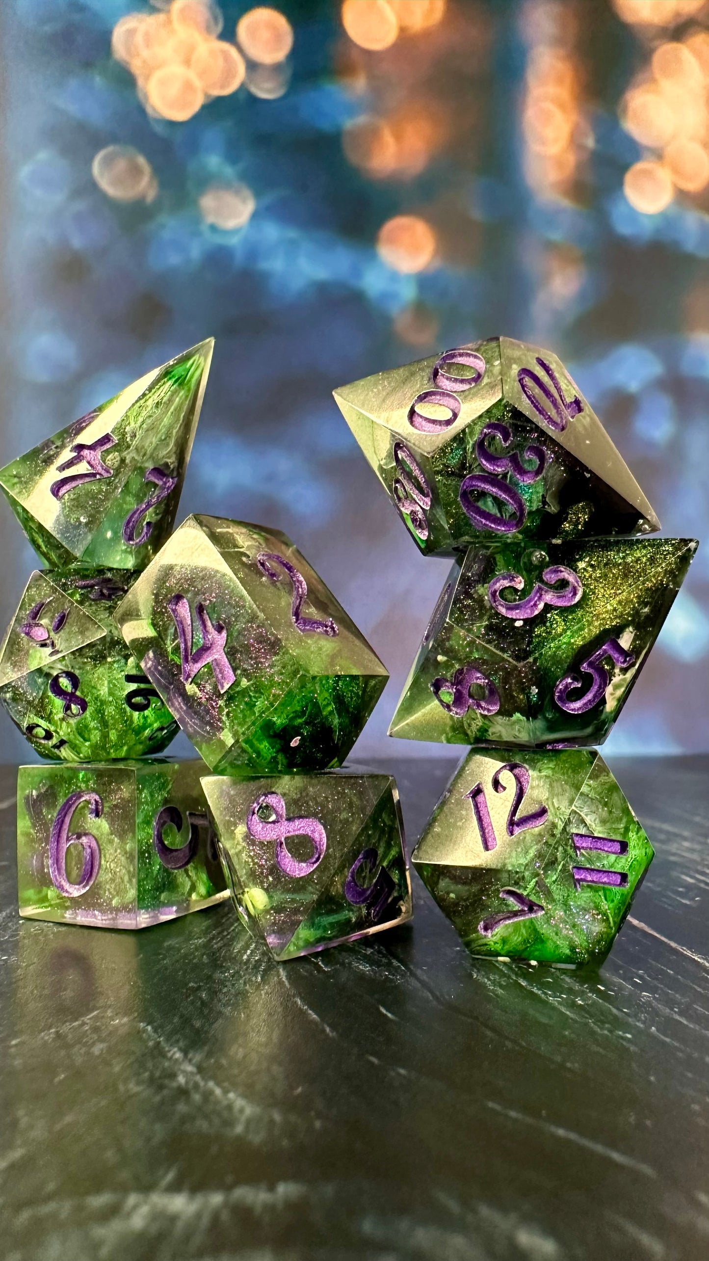 “Yes, I’ve always been green” - 8 piece polyhedral dice set (Large)