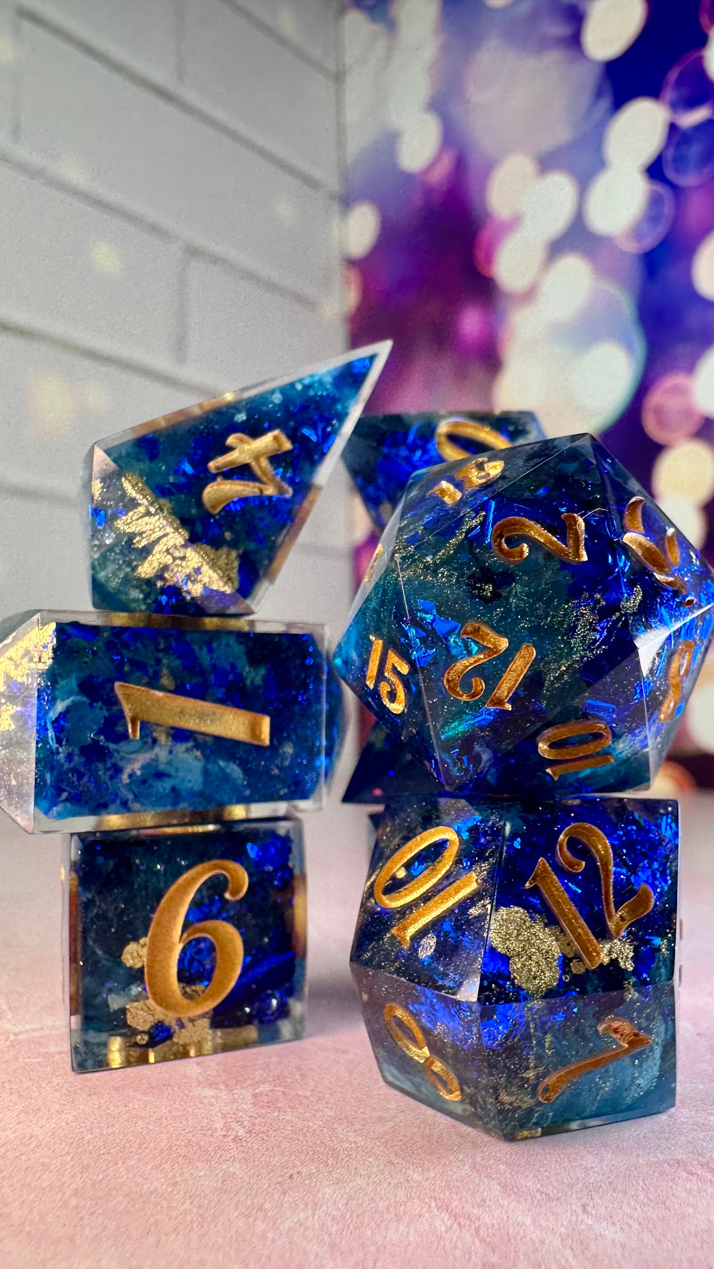 TARDIS Blue Hope-8 piece polyhedral dice set (Large)