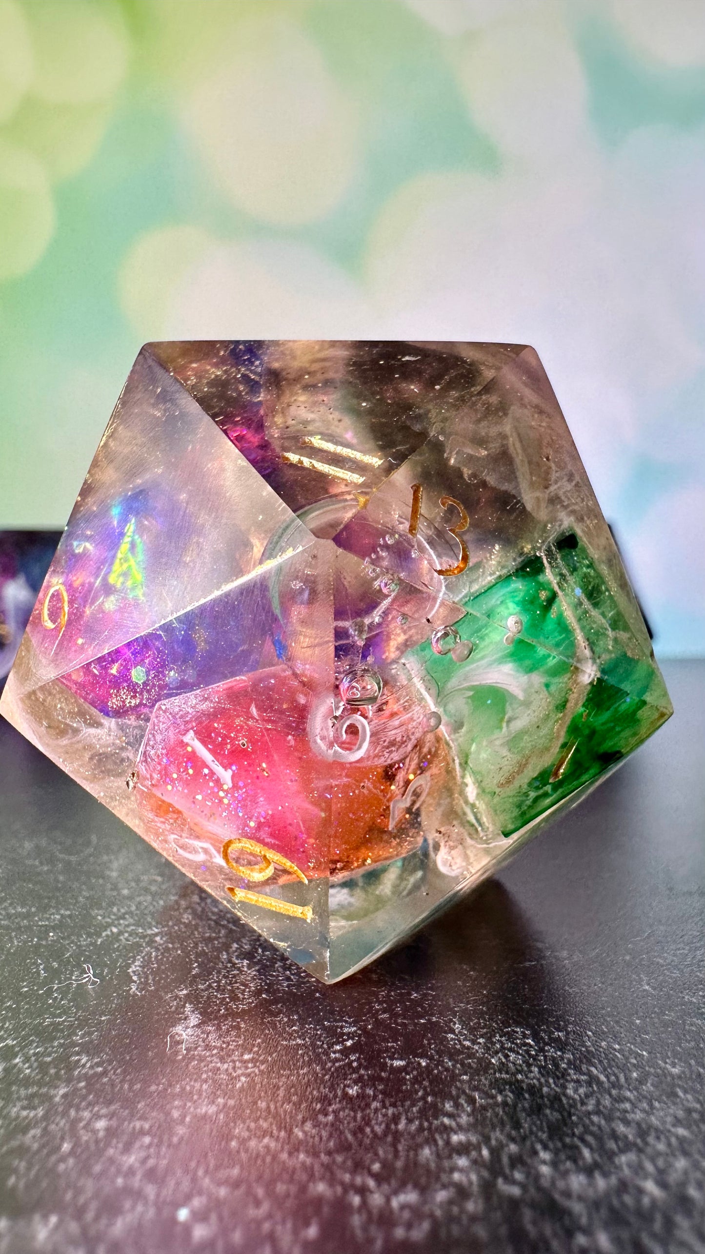 Stained Glass Windows In My Mind- 60 MM Logo d20 Paperweight Chonk (Beta) Pobody's Nerfect