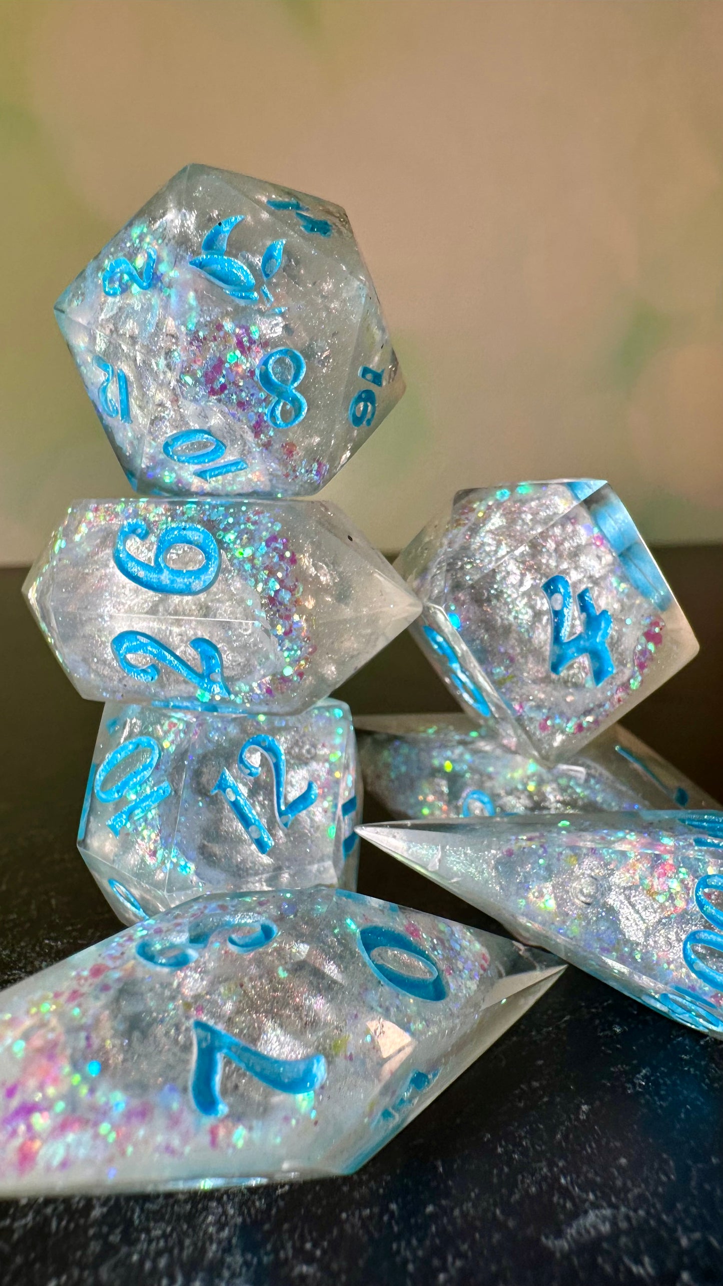Kristallos Geode - 8 piece polyhedral dice set- (Pointy Bois) Pobody's Nerfect