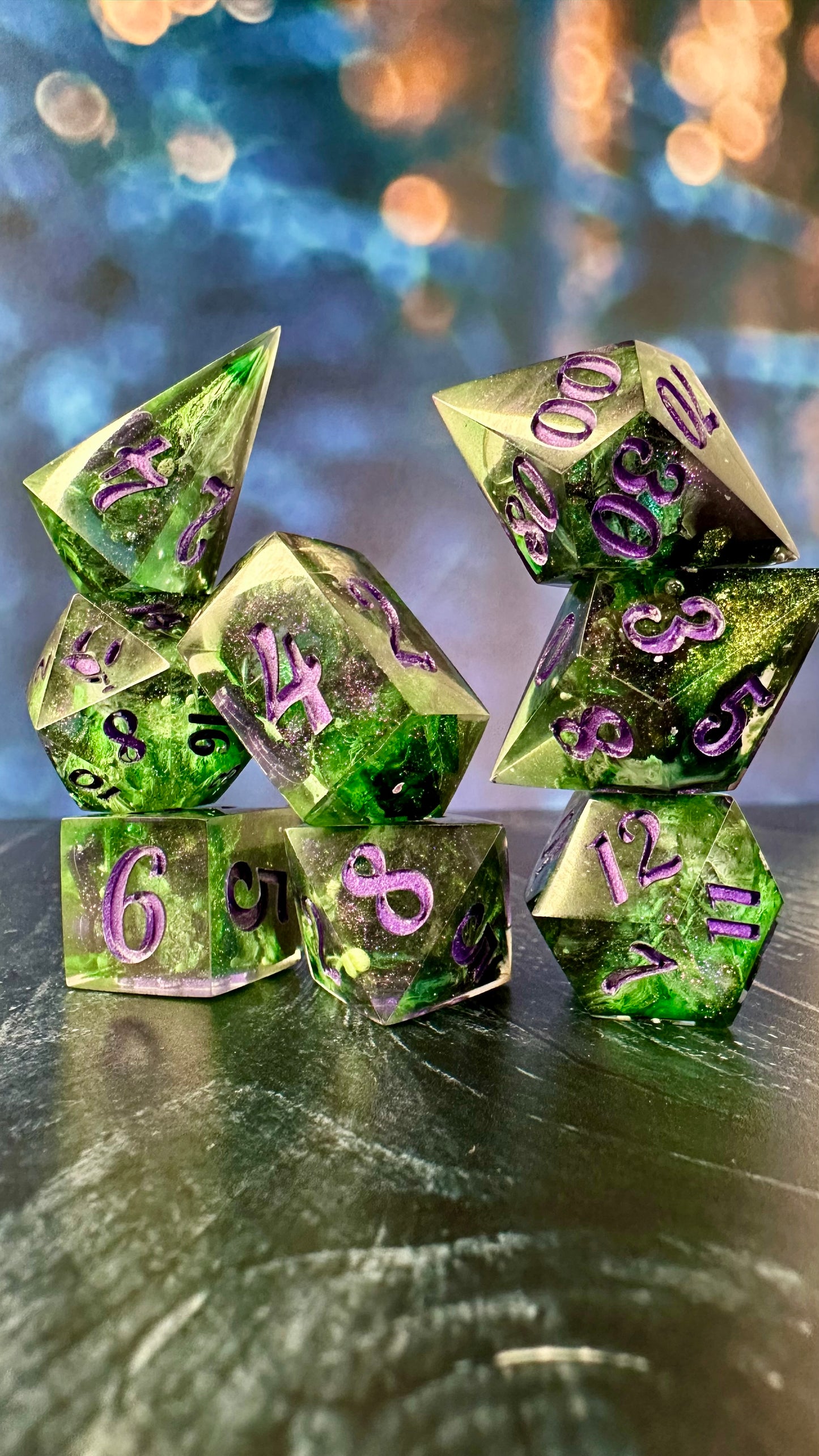 “Yes, I’ve always been green” - 8 piece polyhedral dice set (Large)