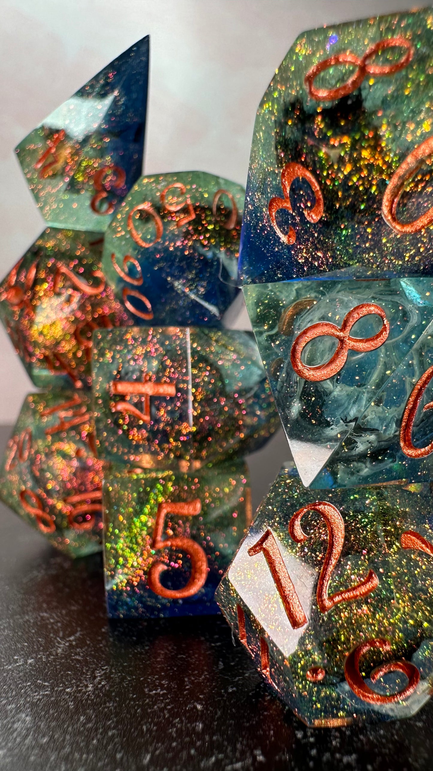 Mated- 8 piece polyhedral dice set