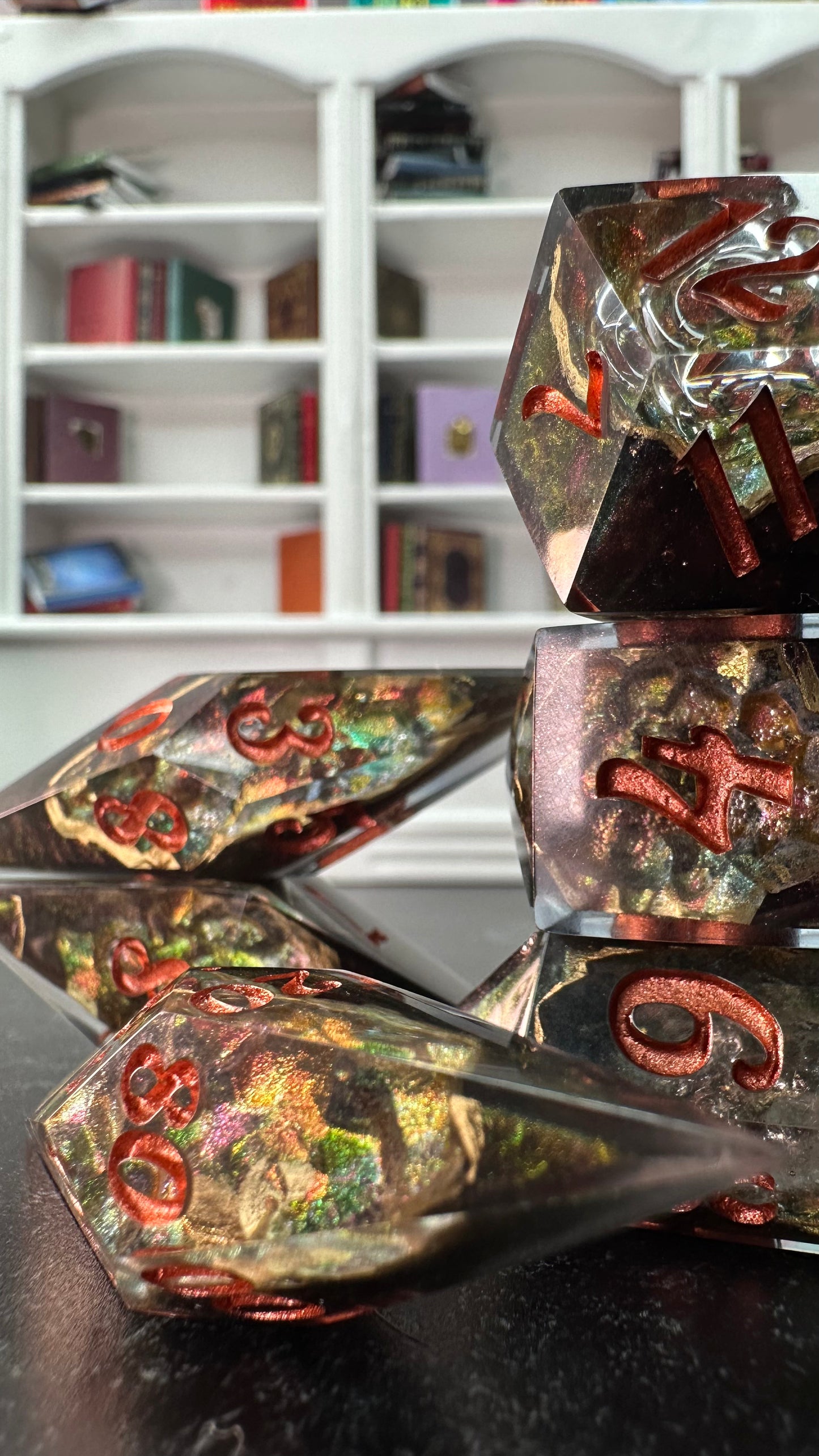 Autumn Court Geode- 8 piece polyhedral dice set- (Pointy Bois)- Nobody's Nerfect