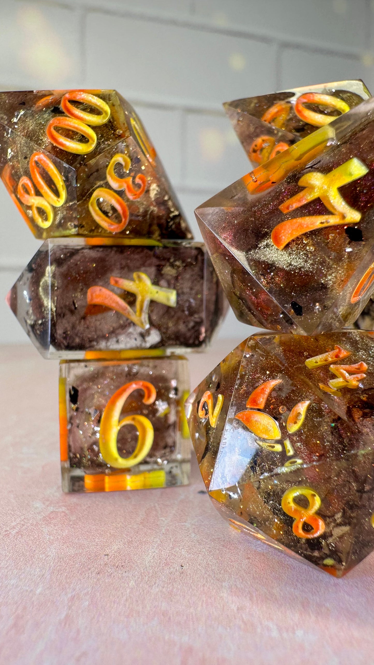 Mae Aniseya -Pobody’s Nerfect 8 piece polyhedral dice set (Large)