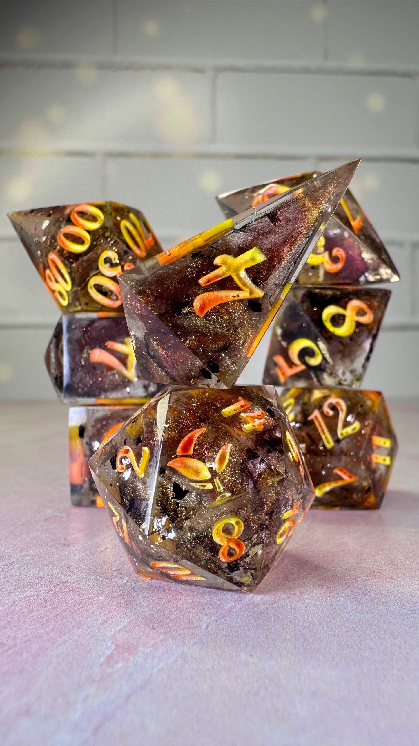 Mae Aniseya -Pobody’s Nerfect 8 piece polyhedral dice set (Large)