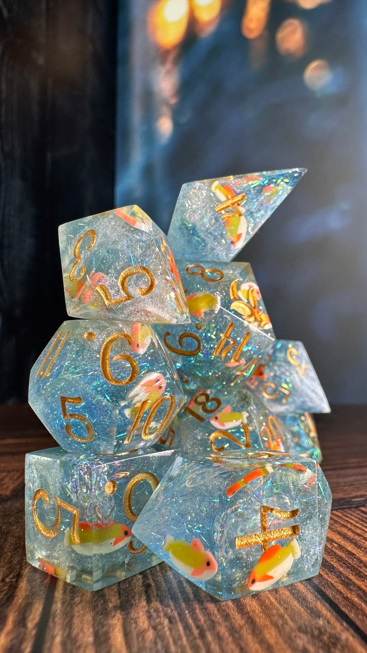 Koi Pond-8 piece polyhedral dice set