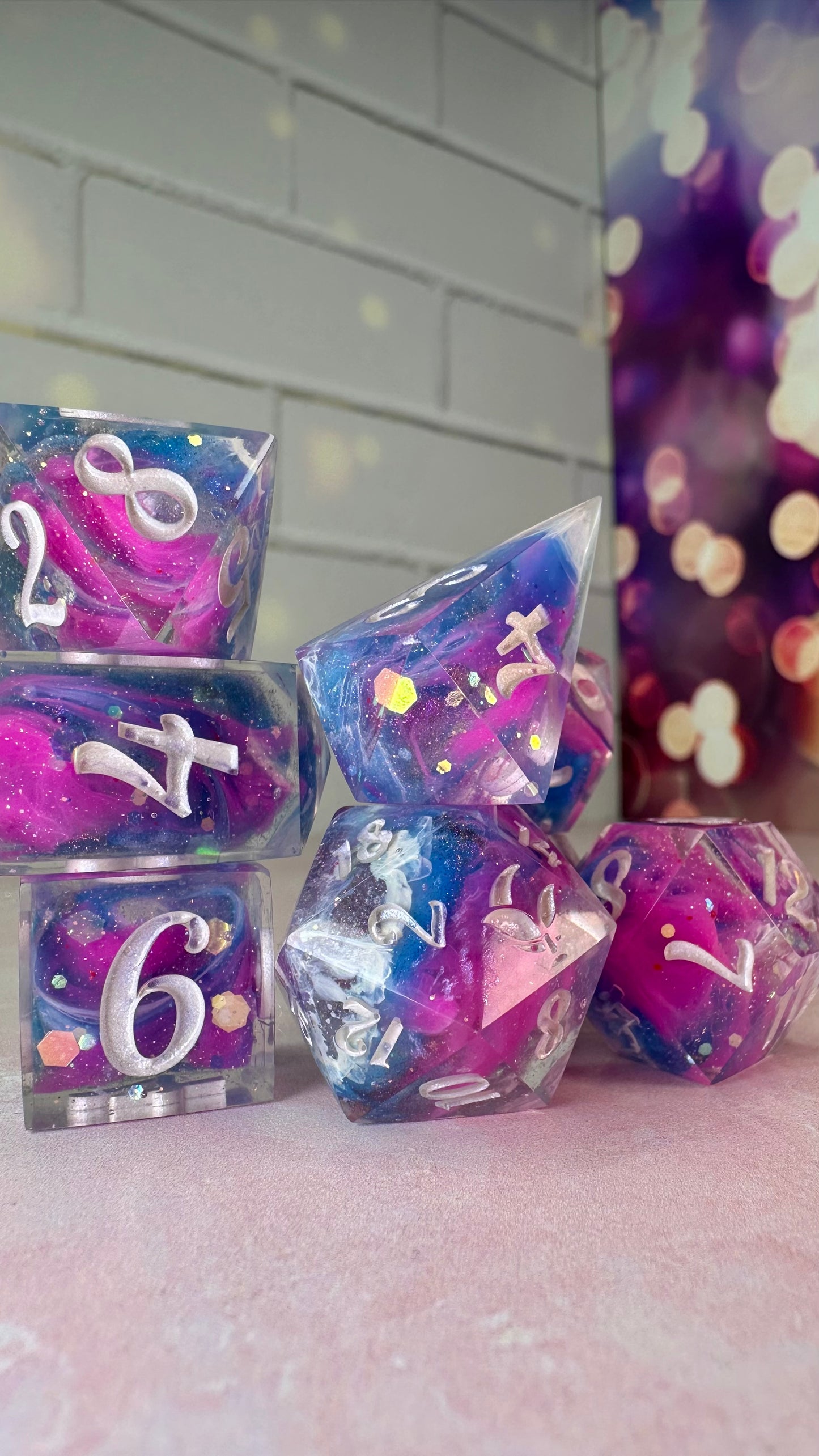 Bi Pride 2025-8 piece polyhedral dice set (Large)