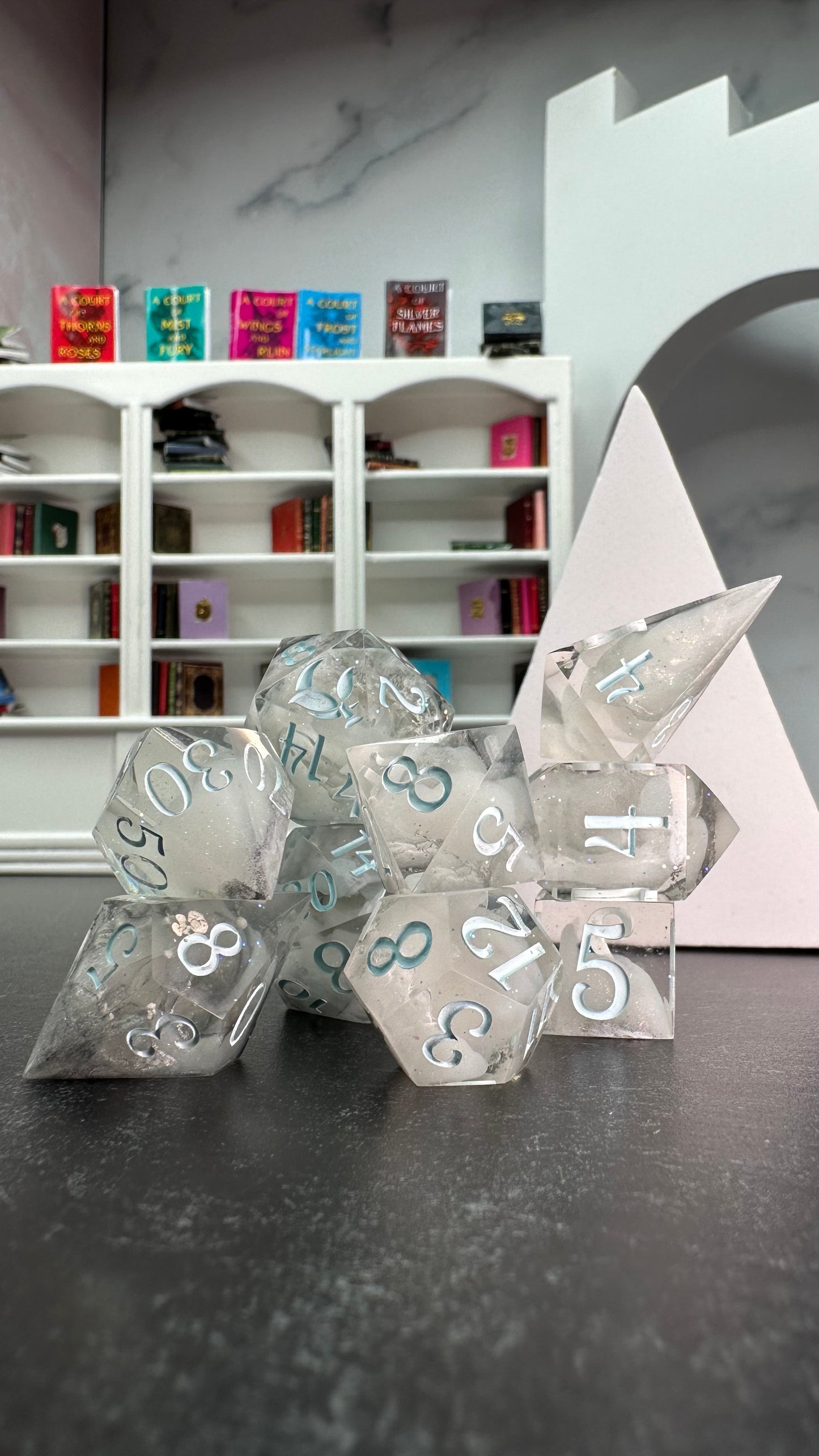 The Winter Court- 8 piece polyhedral dice set-Pobody's Nerfect