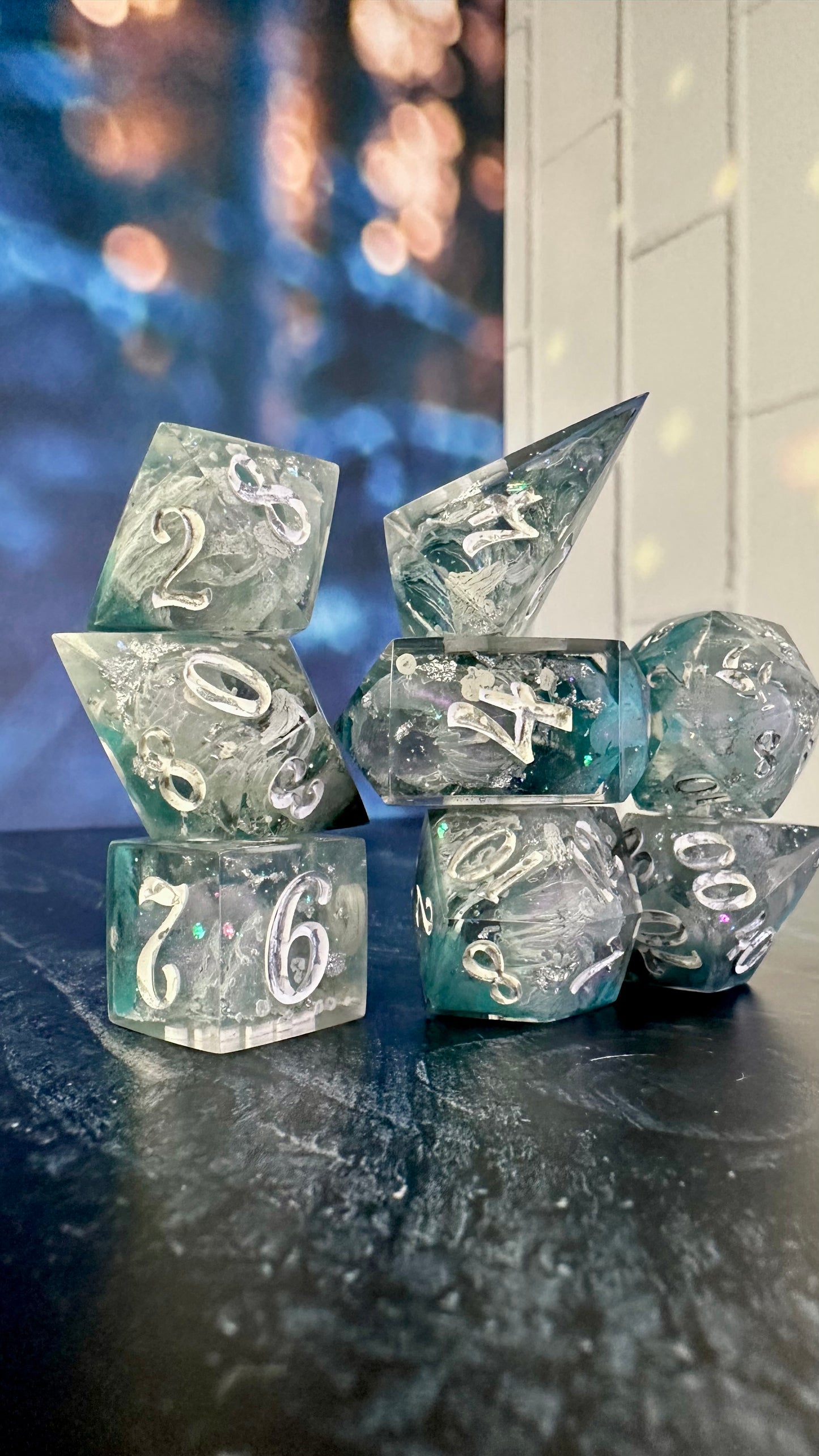 “The sky’s the limit”- 8 piece polyhedral dice set (Large)