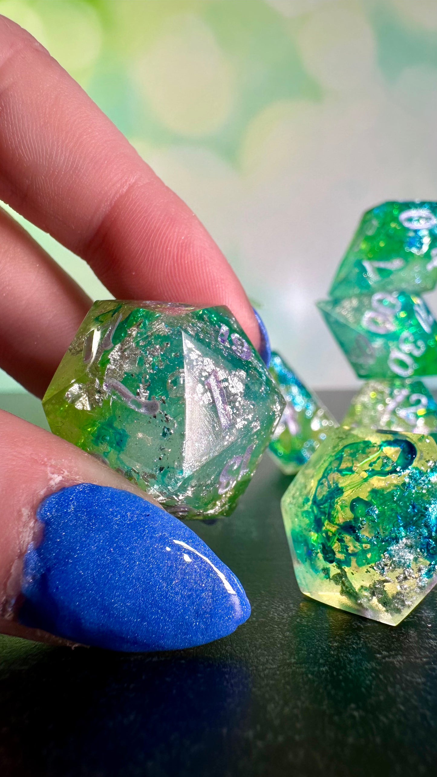 Monet's Waterlilies 9 piece polyhedral dice set (Large) (Beta) Pobody's Nerfect