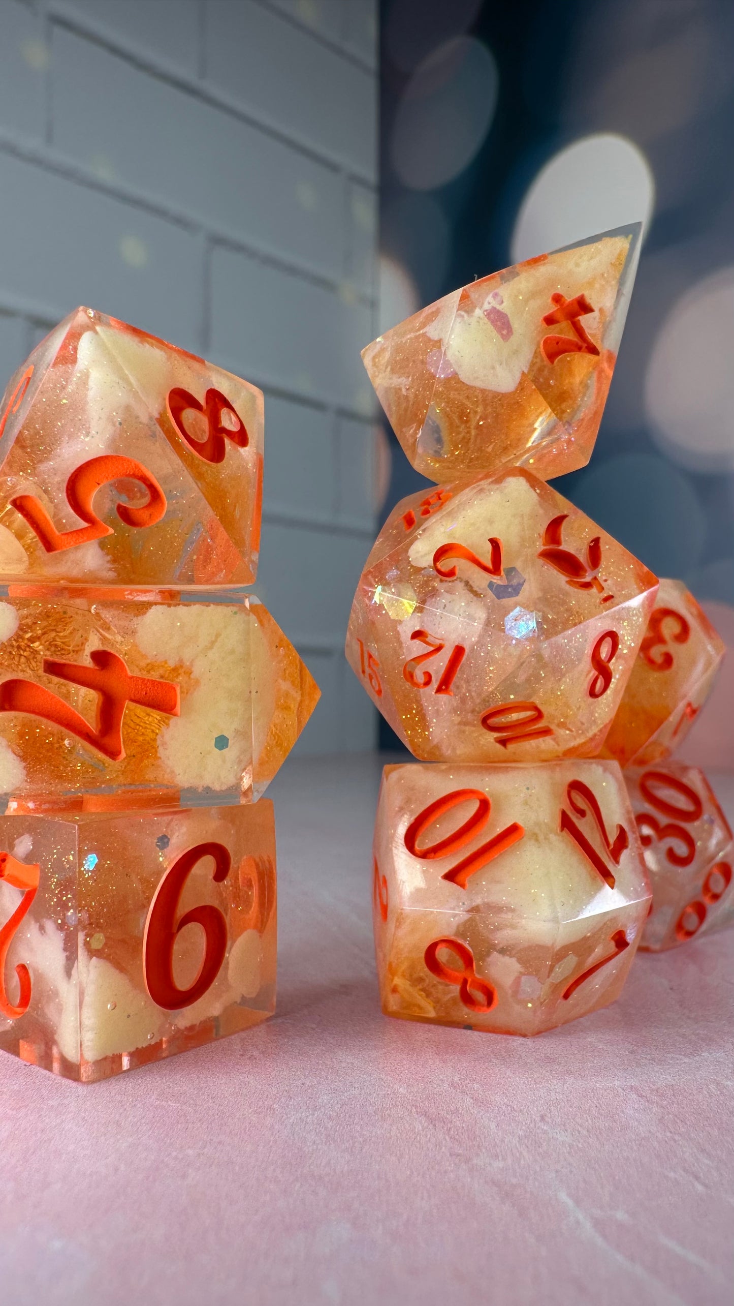 Jecki Lon- 8 piece polyhedral dice set (Large)