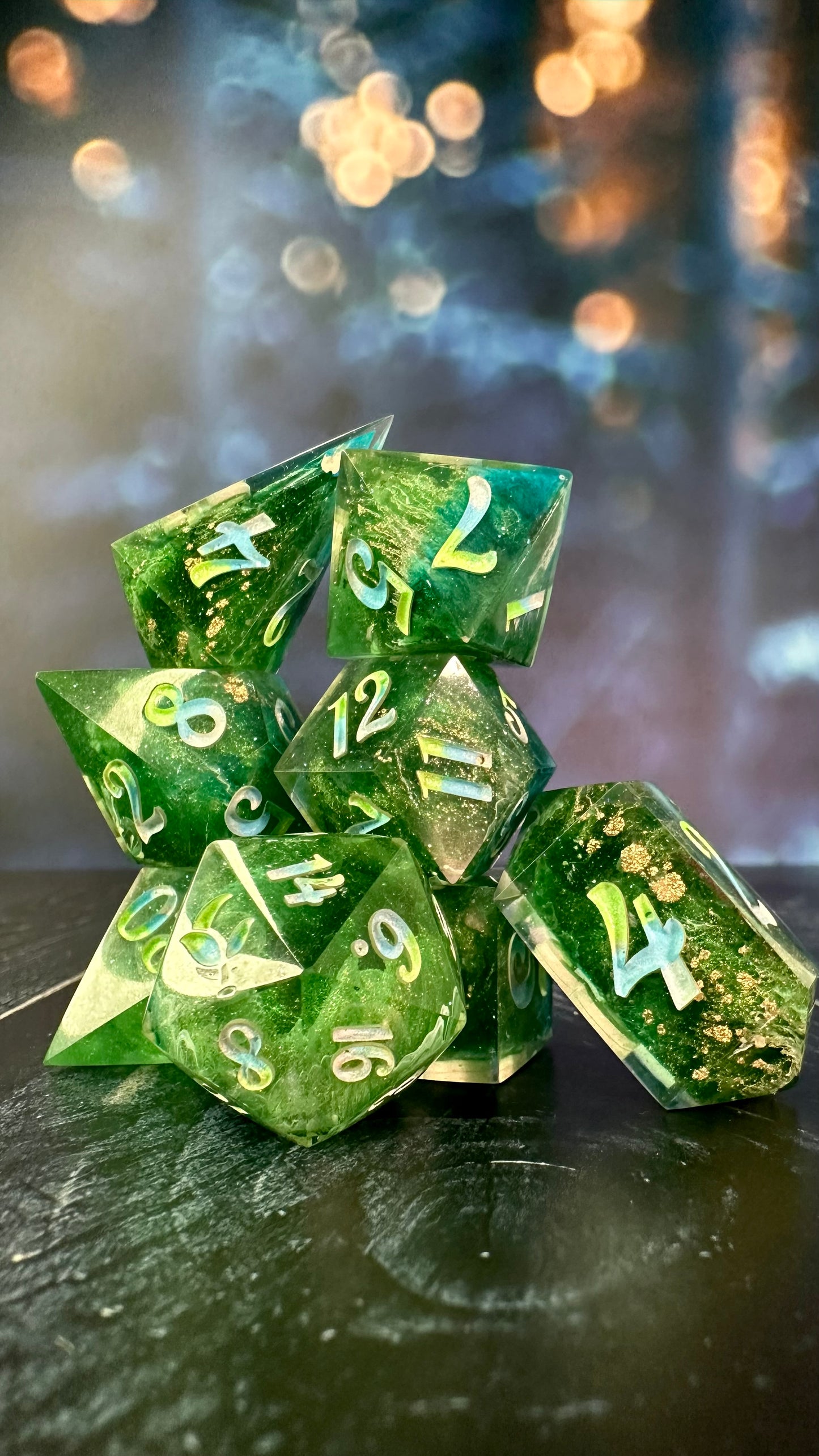 "Where the Bluebirds Fly"-8 piece polyhedral dice set (Large) Pobody's Nerfect