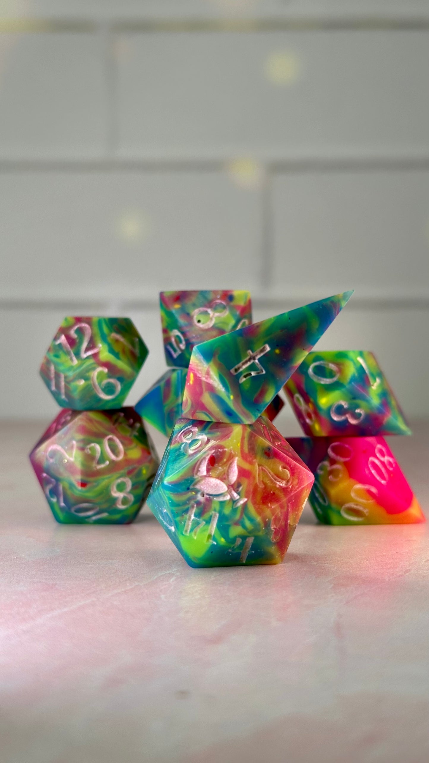 Pride 2: Electric Boogaloo - 8 piece polyhedral dice set