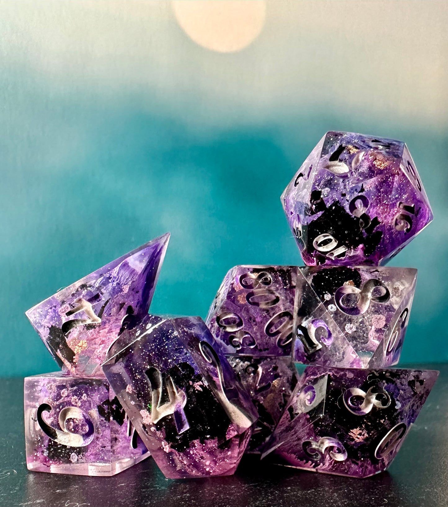 Asexual Pride 8 piece polyhedral dice set (Large) (Beta) Pobody's Nerfect