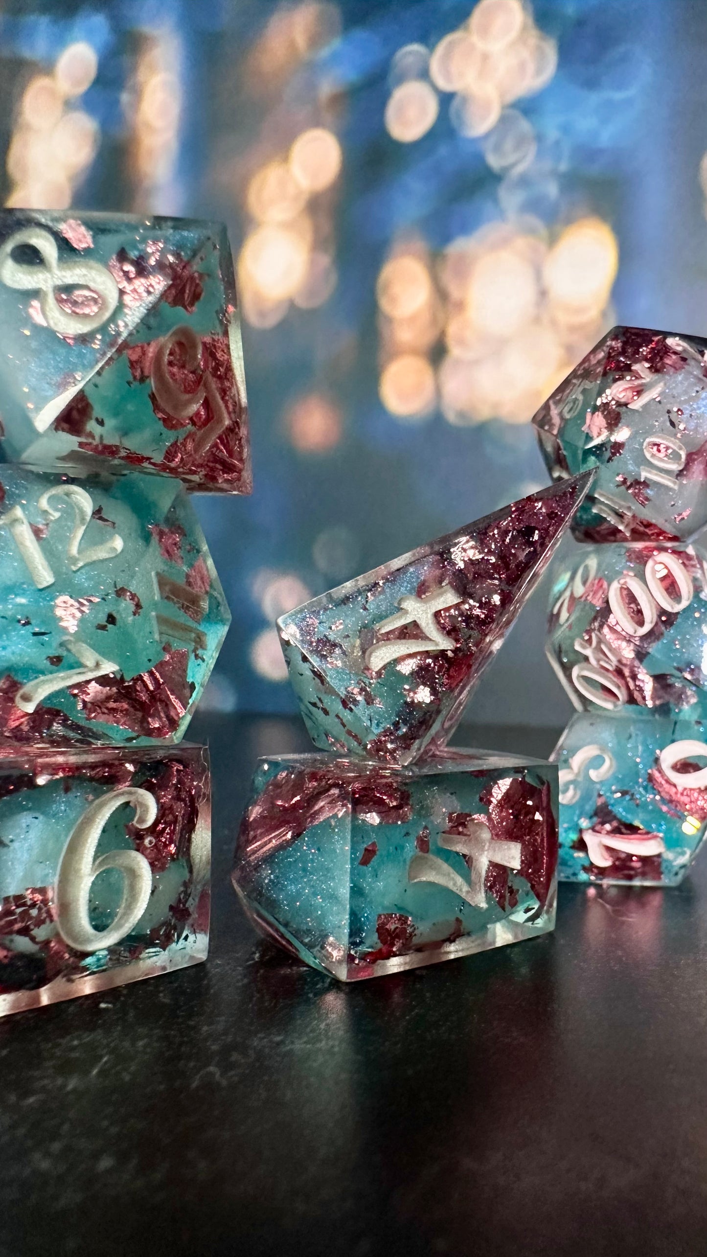 Trans Pride (Dreamy) 8 piece polyhedral dice set (Large) (Beta) Pobody's Nerfect