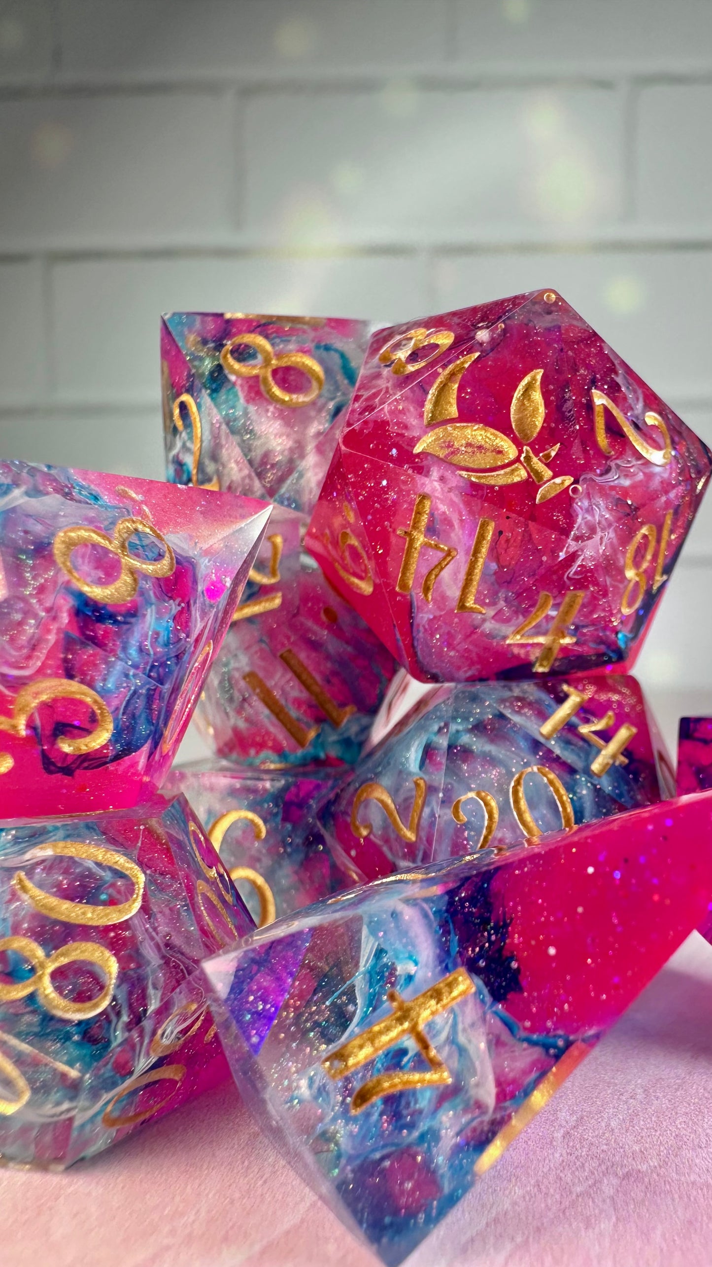 Love in Abstraction- 8 piece polyhedral dice set