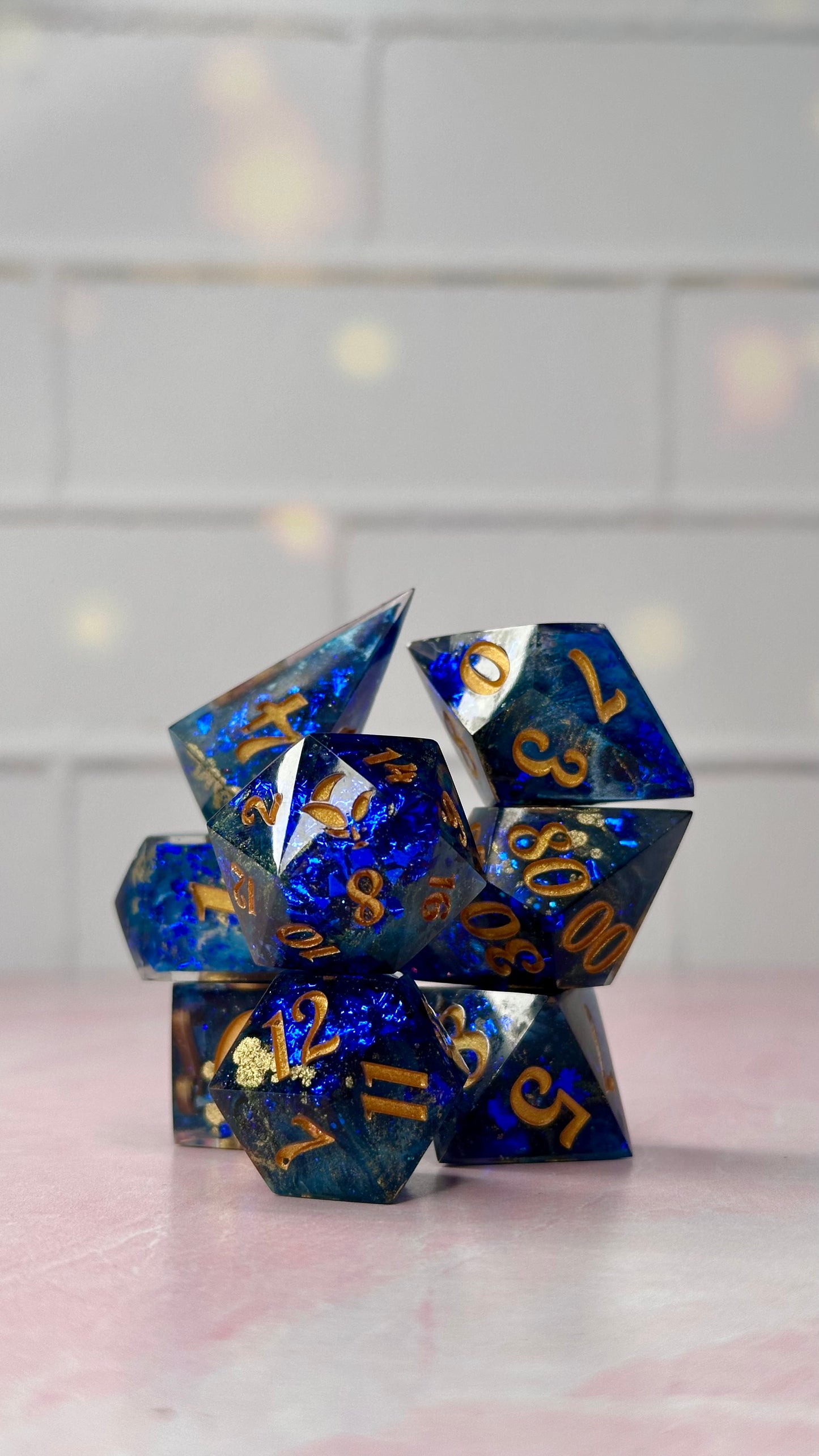 TARDIS Blue Hope-8 piece polyhedral dice set (Large)