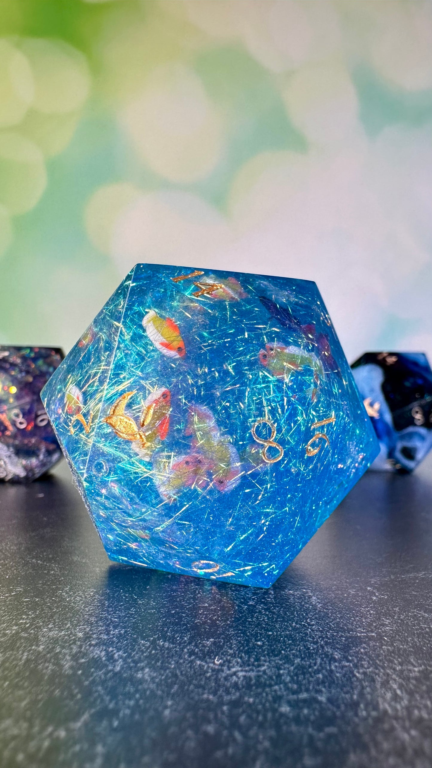 Mom's Koi Pond 60 MM Logo d20 Paperweight Chonk (Beta) Pobody's Nerfect
