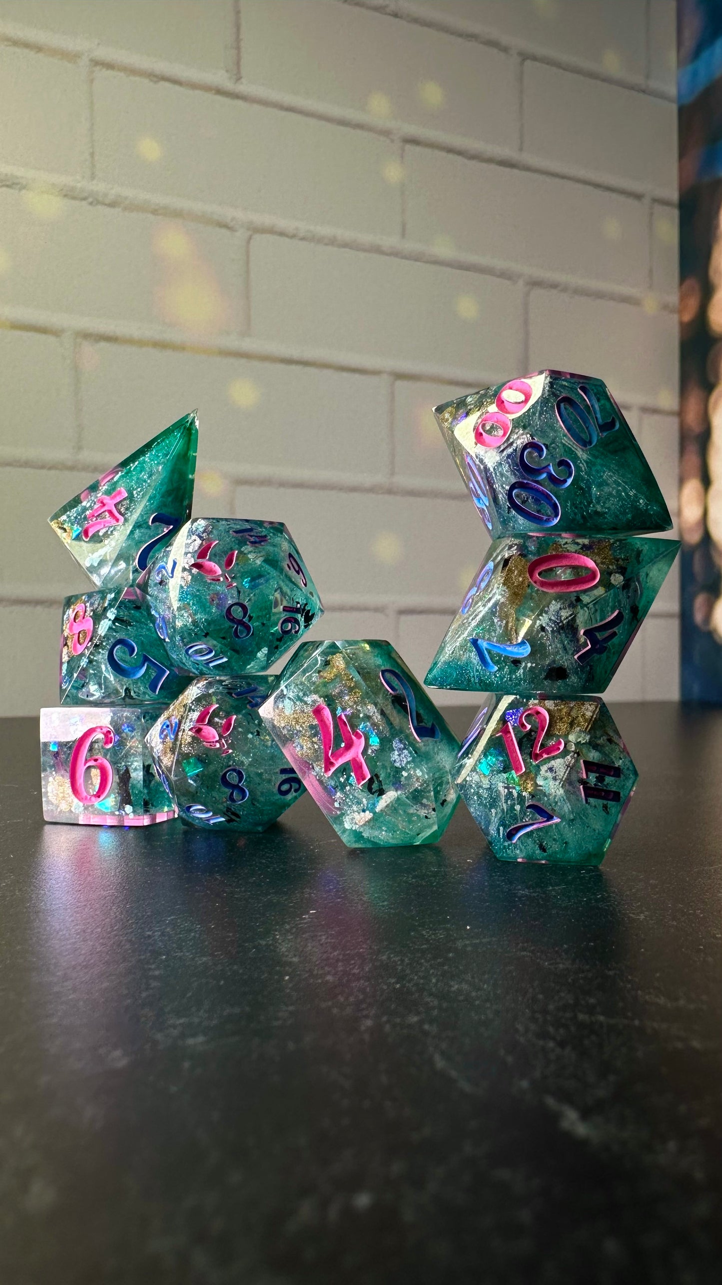 Who’s the baddest? Us, hello!-8 piece polyhedral dice set (Large)