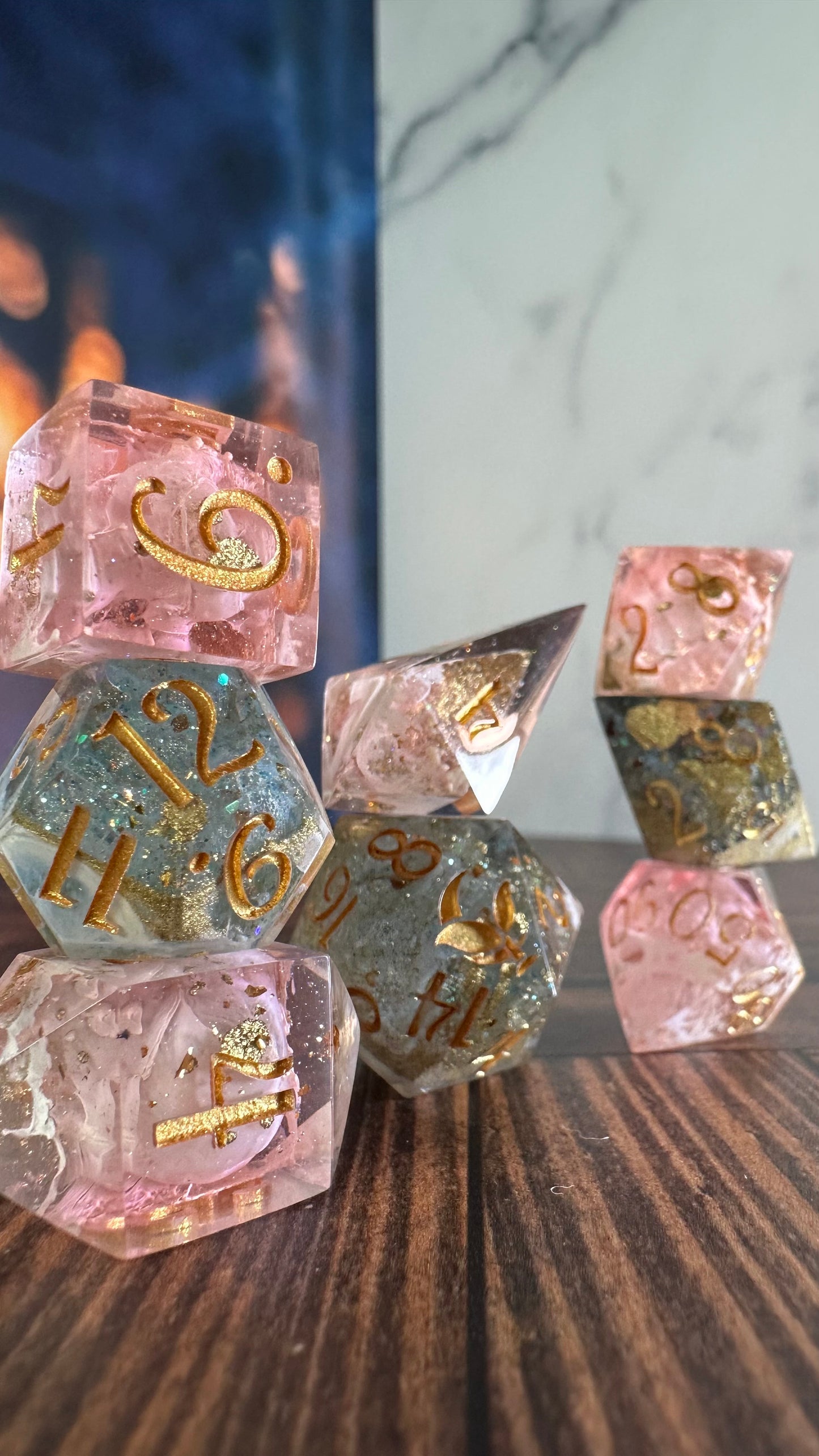 Juniper Andromeda- 8 piece polyhedral dice set