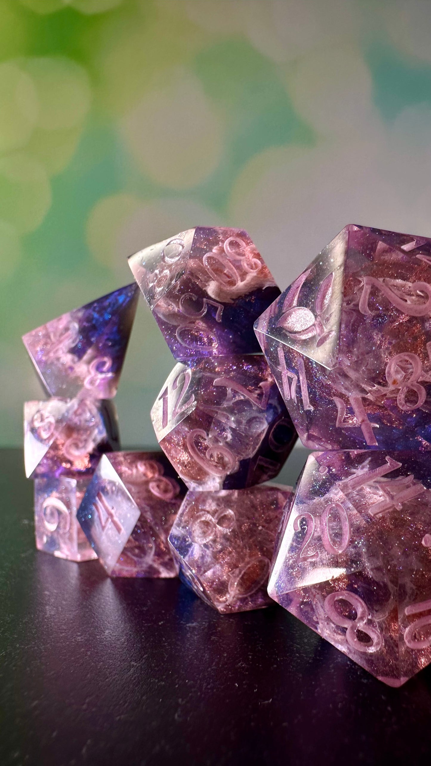The Dawn Court Redux- 8 piece polyhedral dice set