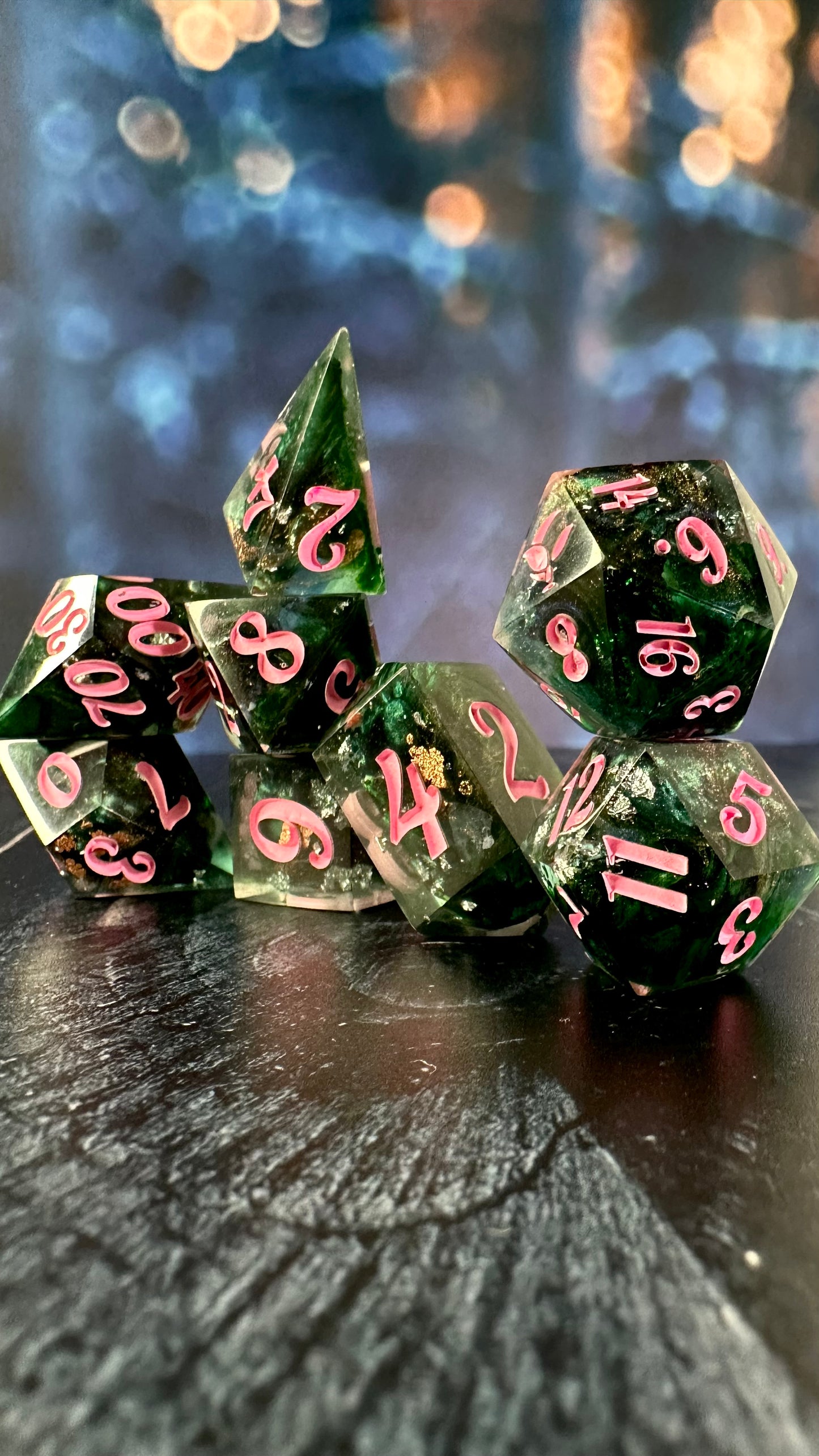 “Together we’re Unlimited”-8 piece polyhedral dice set (Large) Pobody's Nerfect