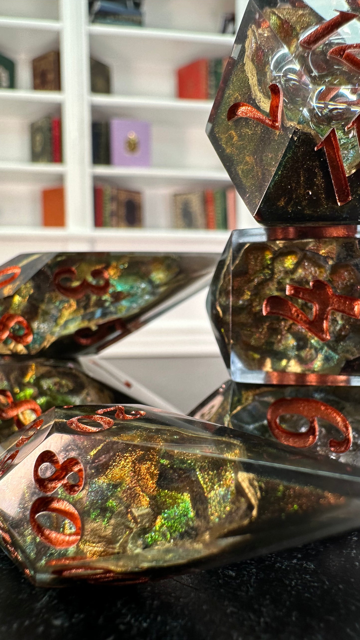 Autumn Court Geode- 8 piece polyhedral dice set- (Pointy Bois)- Nobody's Nerfect
