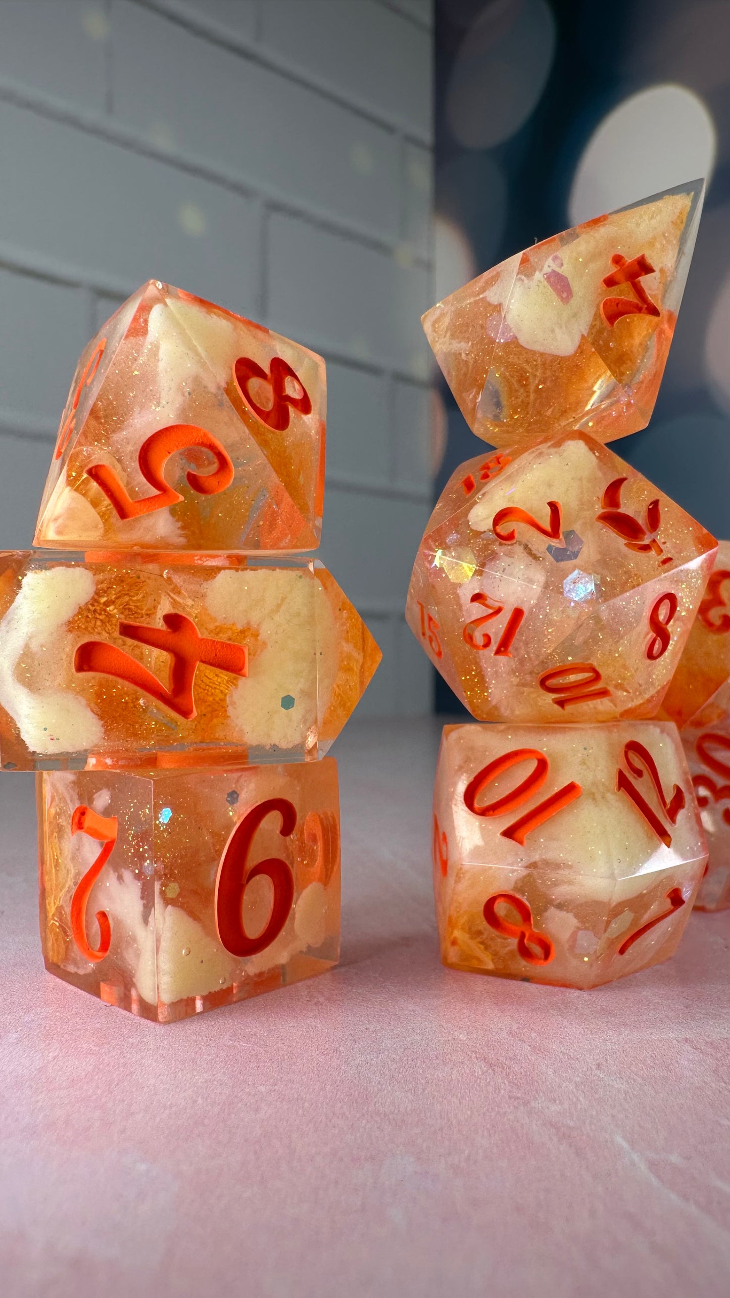 Jecki Lon- 8 piece polyhedral dice set (Large)