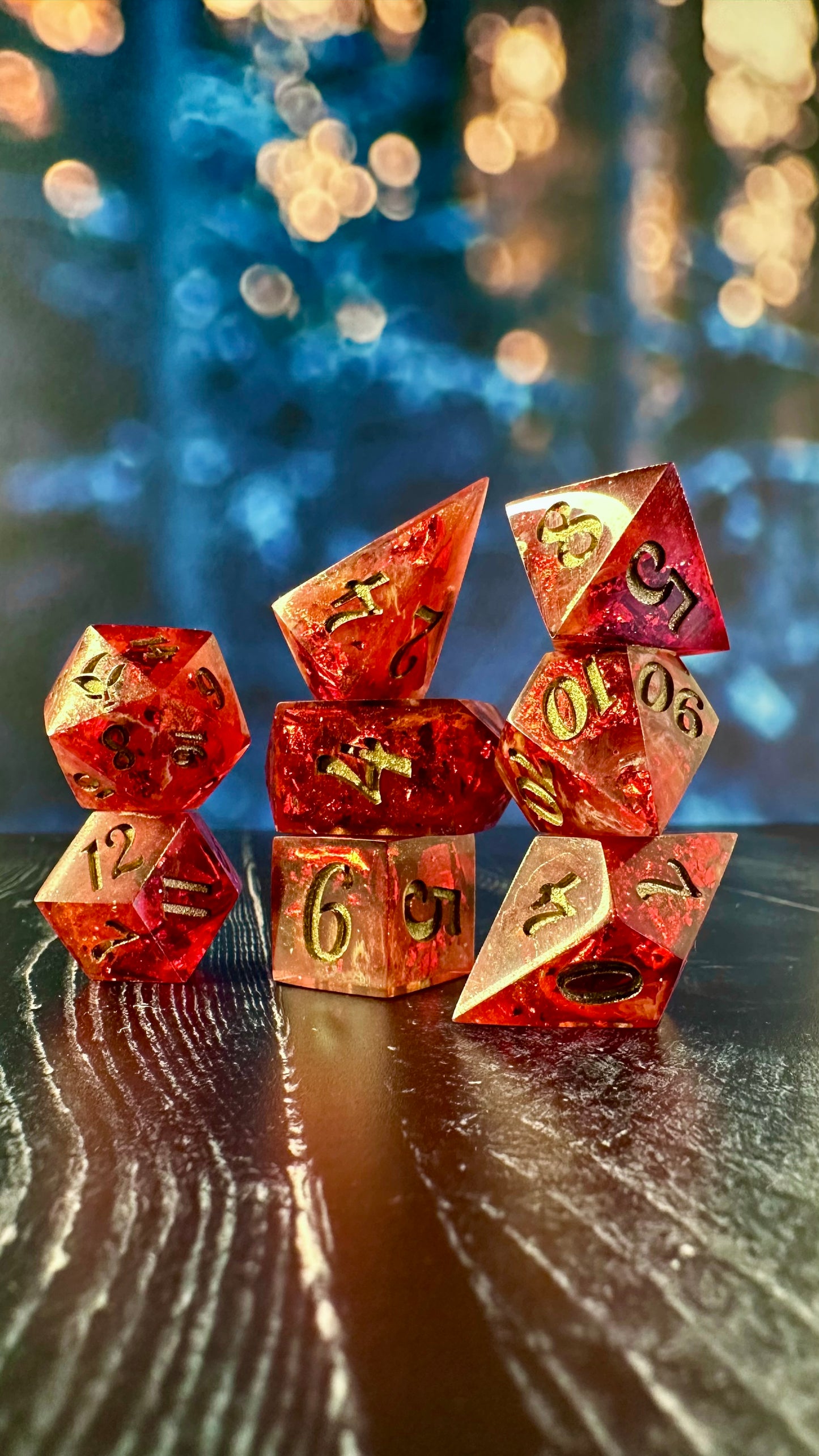 Ruby Slippers- 8 piece polyhedral dice set (Large)