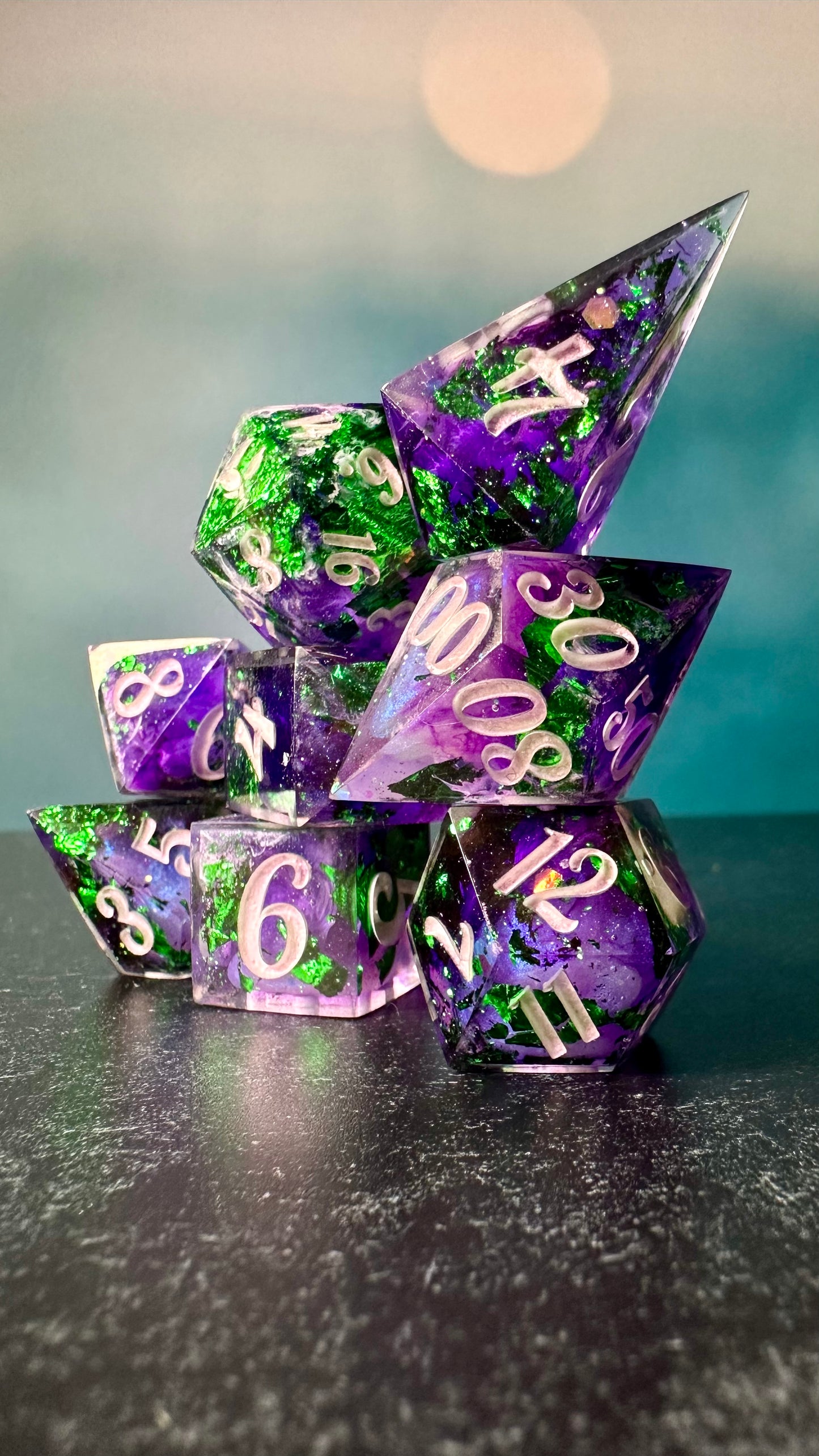 Genderqueer Pride 8 piece polyhedral dice set (Large) (Beta) Pobody's Nerfect (Copy)