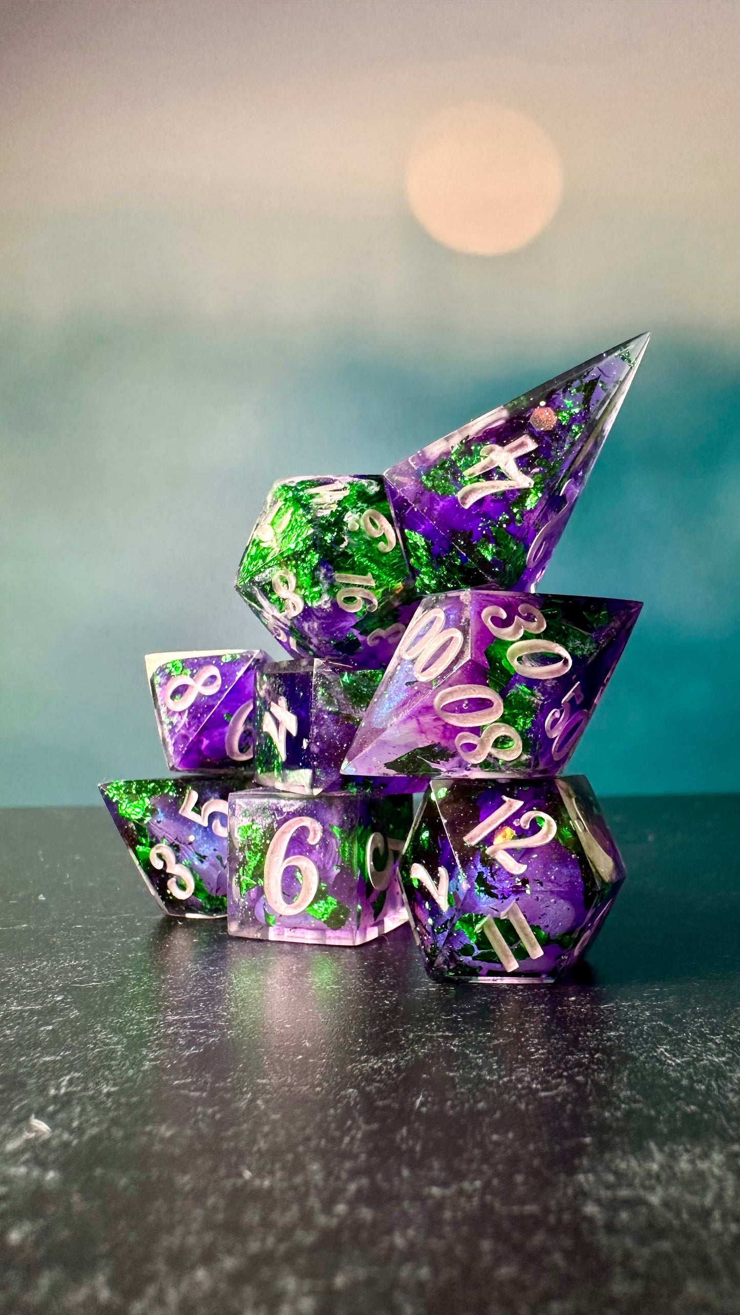 Genderqueer Pride 8 piece polyhedral dice set (Large) (Beta) Pobody's Nerfect (Copy)
