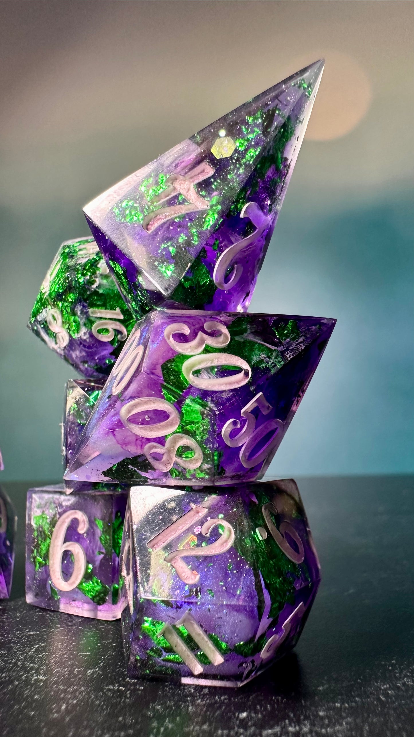 Genderqueer Pride 8 piece polyhedral dice set (Large) (Beta) Pobody's Nerfect (Copy)