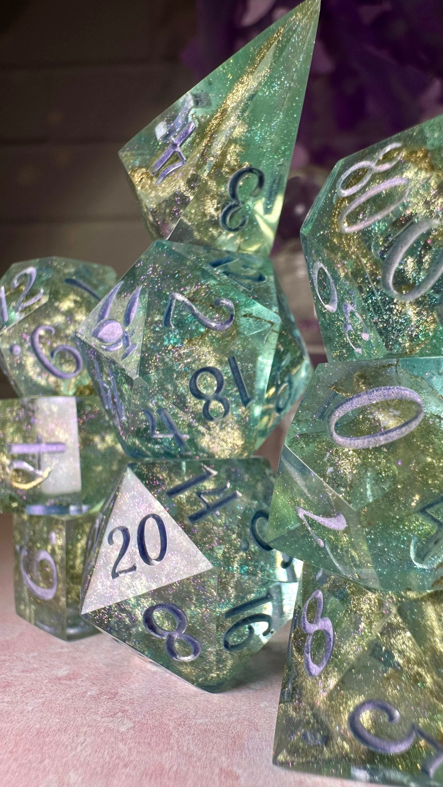 "We shall have lessons"- 8 piece polyhedral dice set