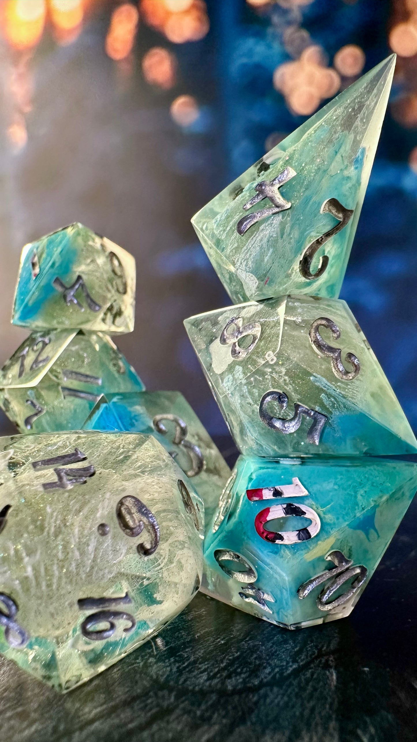 Doomed by the Narrative- 8 piece polyhedral dice set (Large)