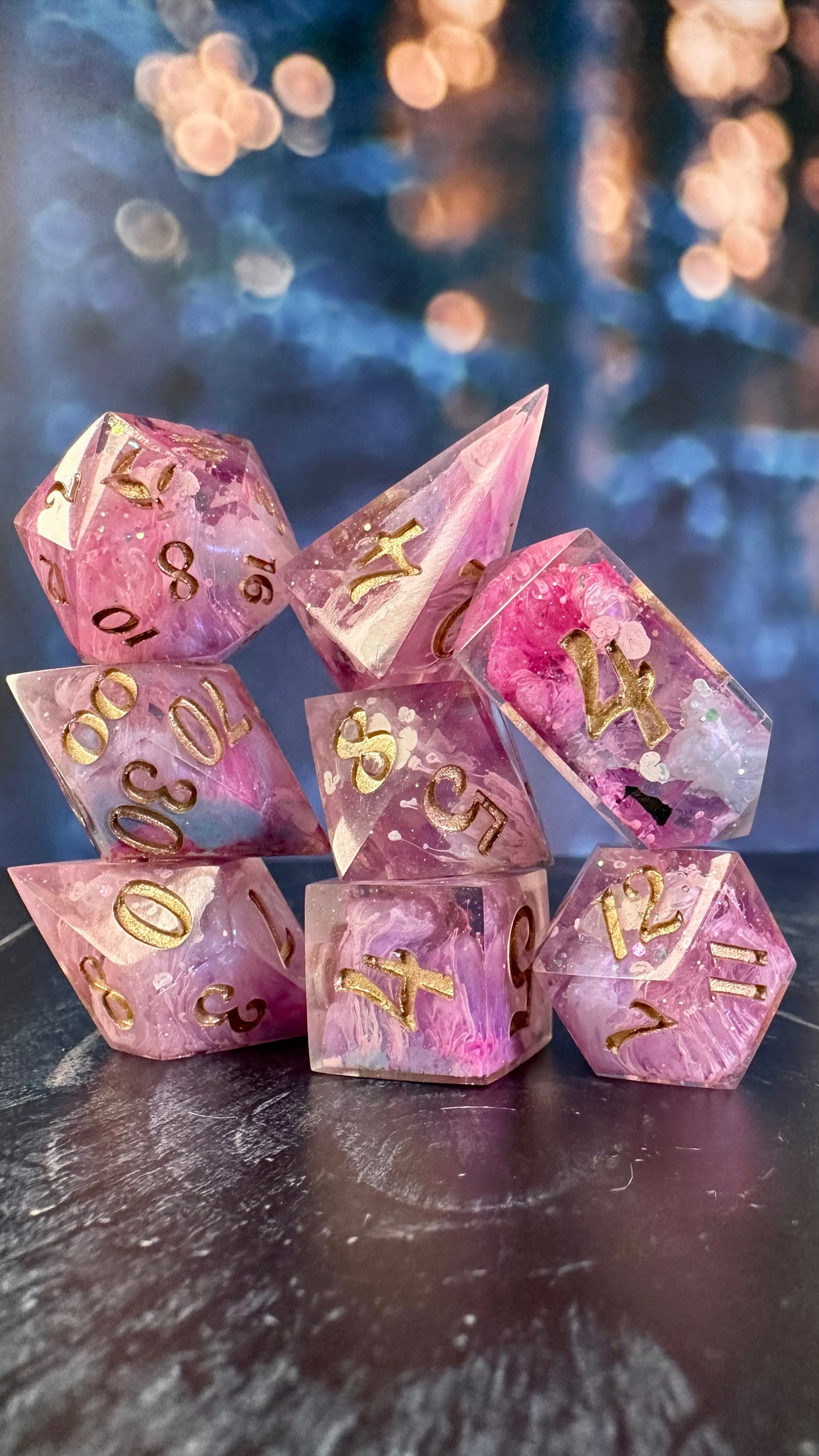 Galinda’s Arrival at Shiz- 8 piece polyhedral dice set (Large)