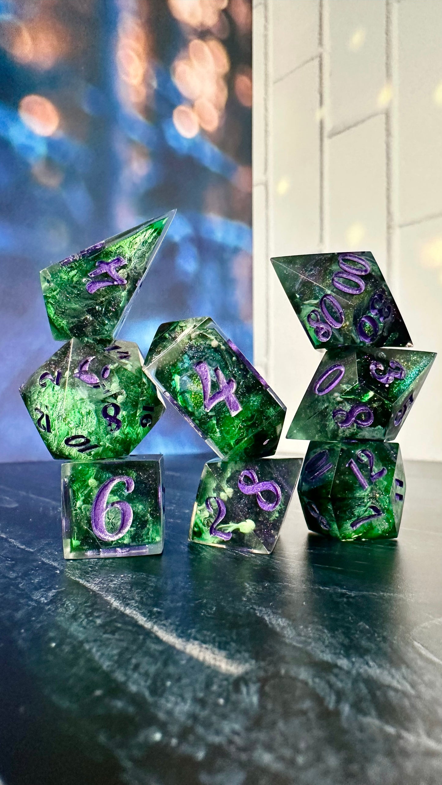 “Yes, I’ve always been green” - 8 piece polyhedral dice set (Large)