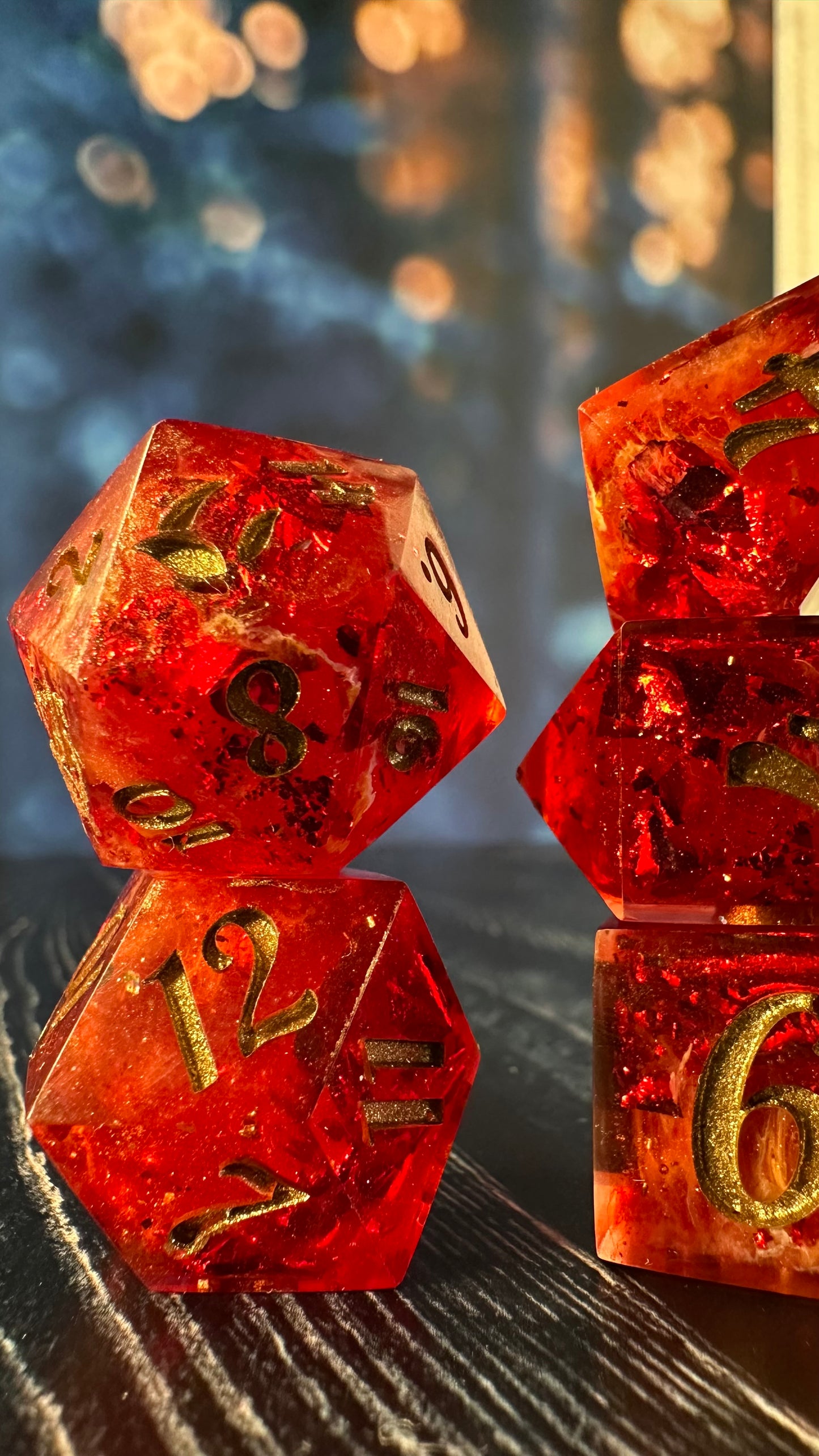 Ruby Slippers- 8 piece polyhedral dice set (Large)