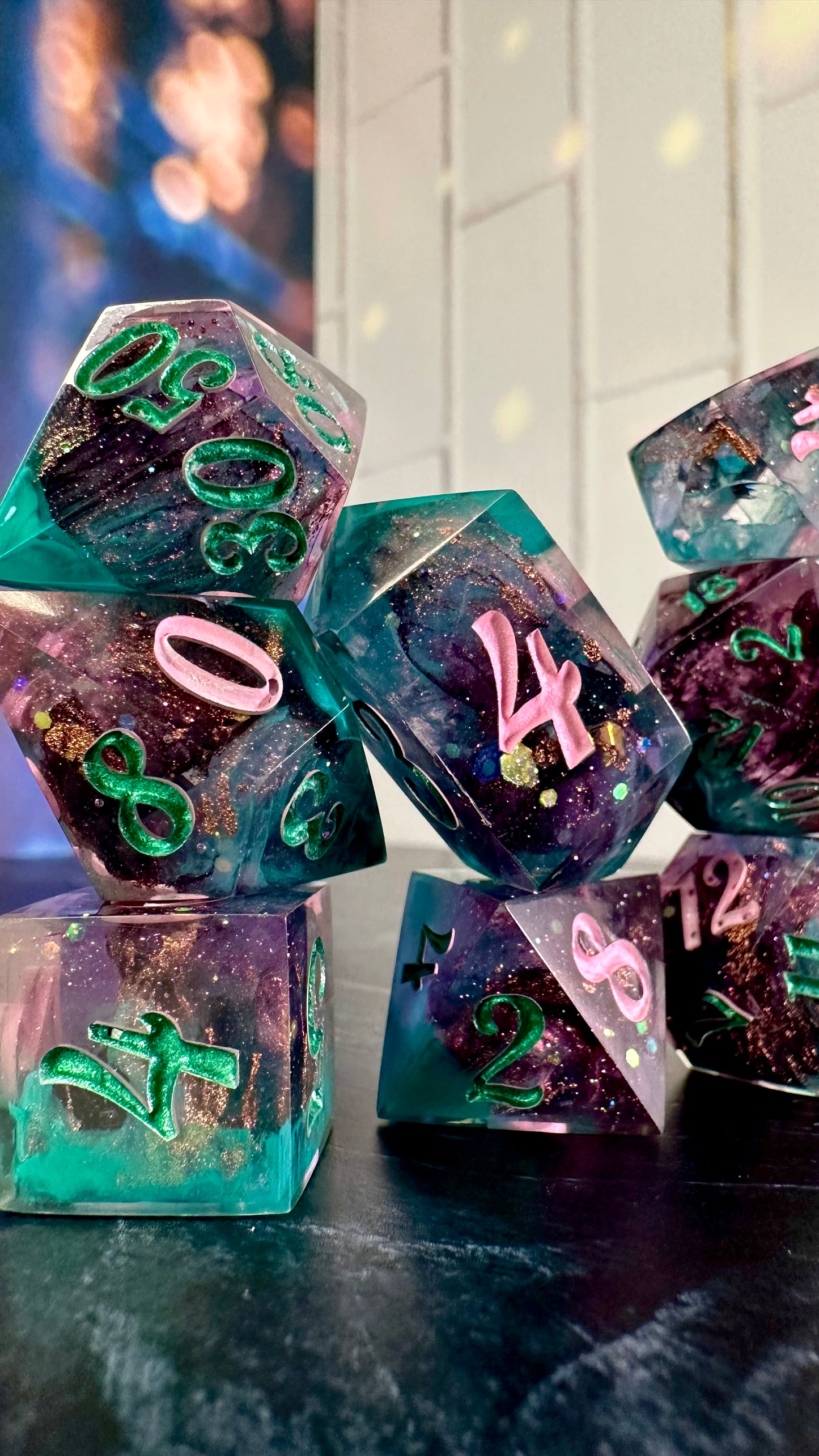“No. One Mourns the Wicked”- 8 piece polyhedral dice set (Large)