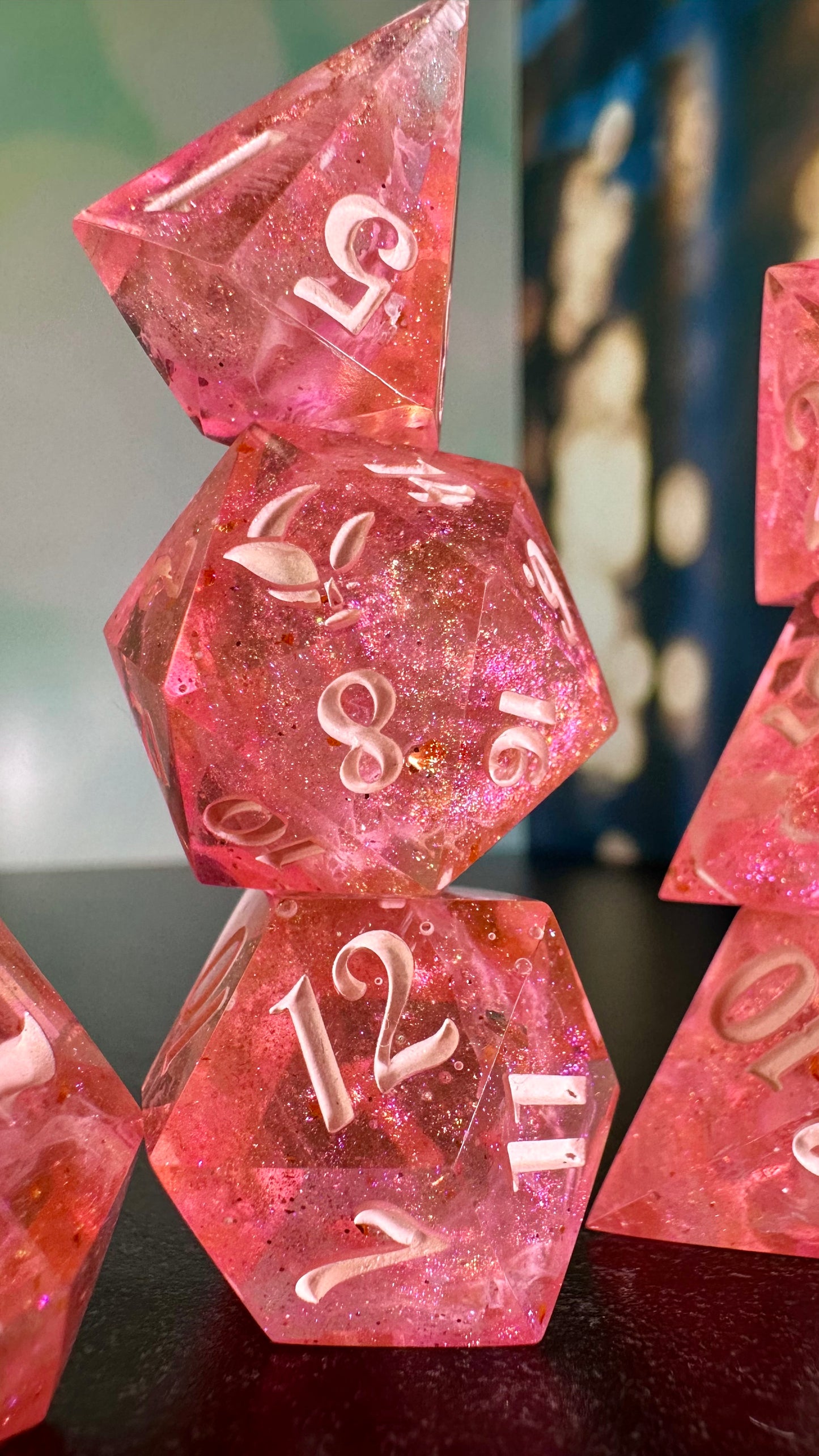 Pink Pony Club 9 piece polyhedral dice set (Large) (Beta) Pobody's Nerfect