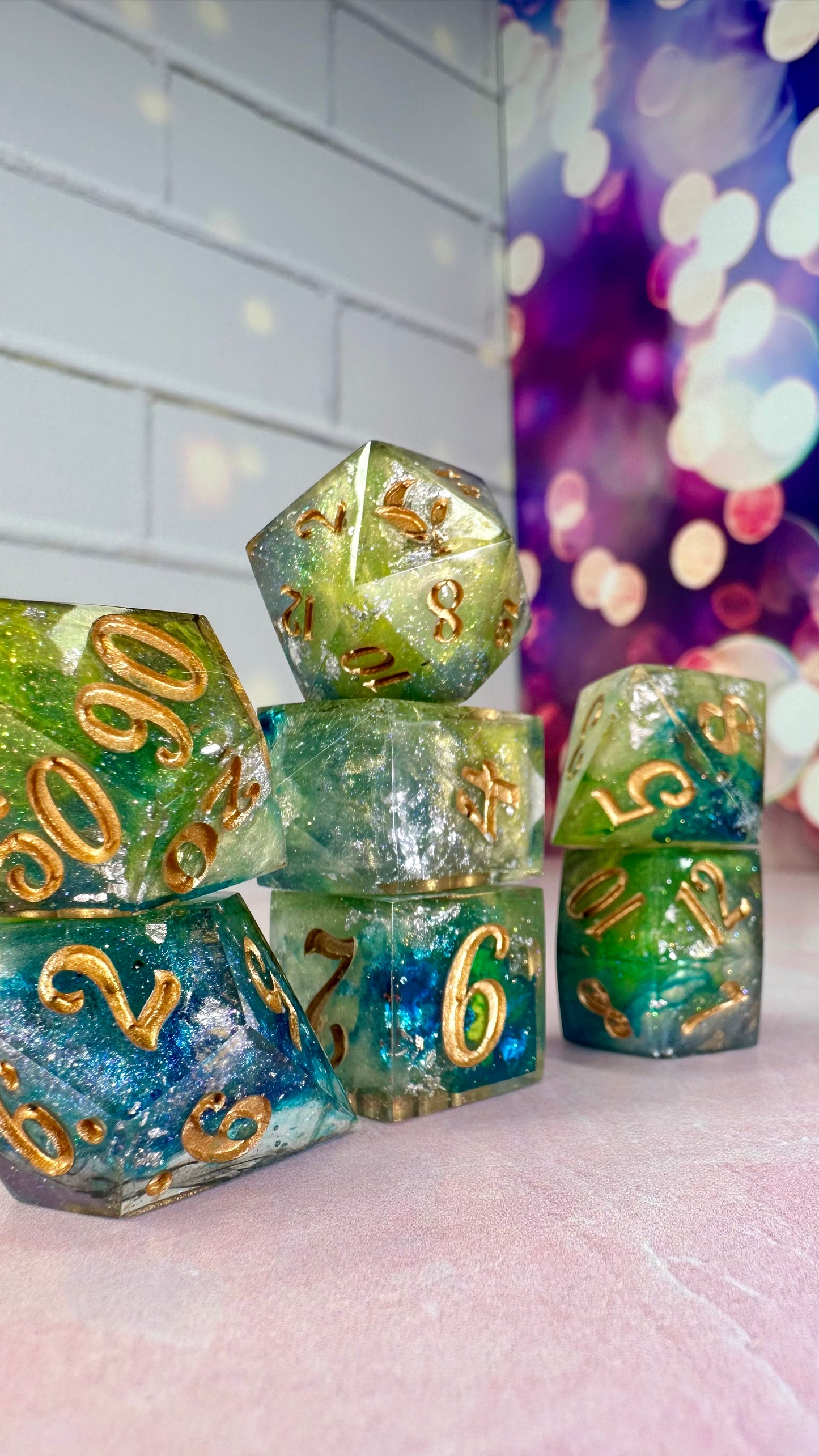 Mercurial Shadow Period-Pobody’s Nerfect 8 piece polyhedral dice set (Large)