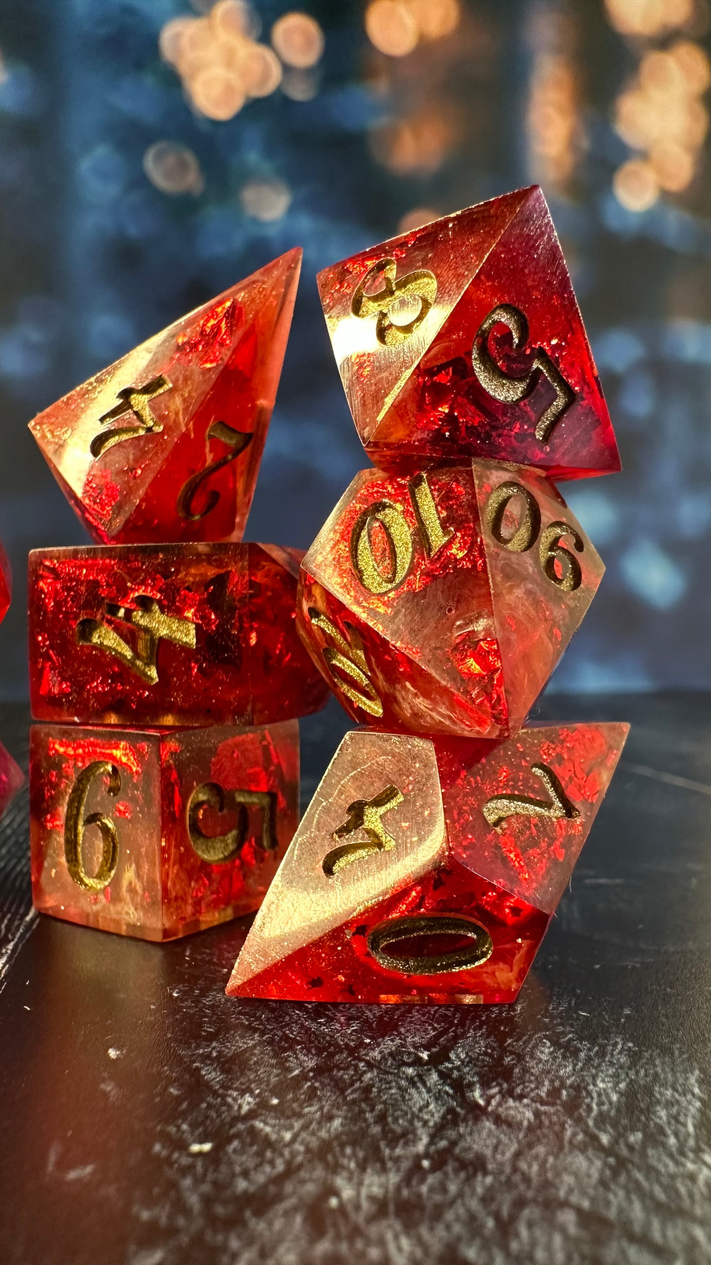 Ruby Slippers- 8 piece polyhedral dice set (Large)