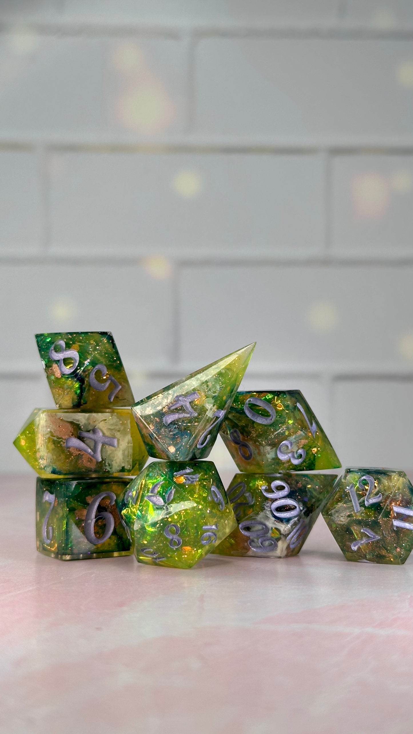 Monet's Garden-8 piece polyhedral dice set (Large)