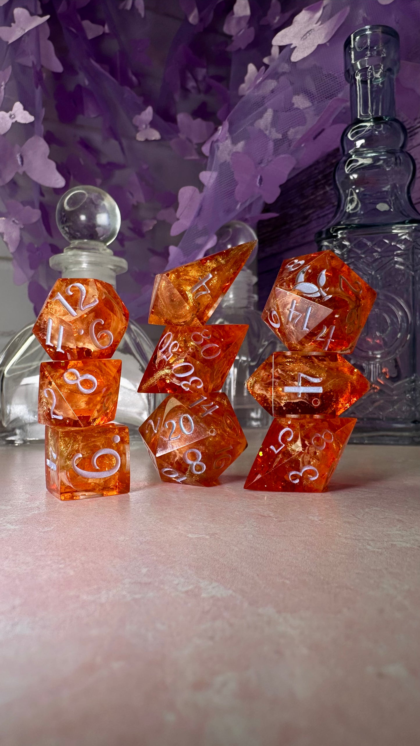 Portia Featherington- 8 piece polyhedral dice set