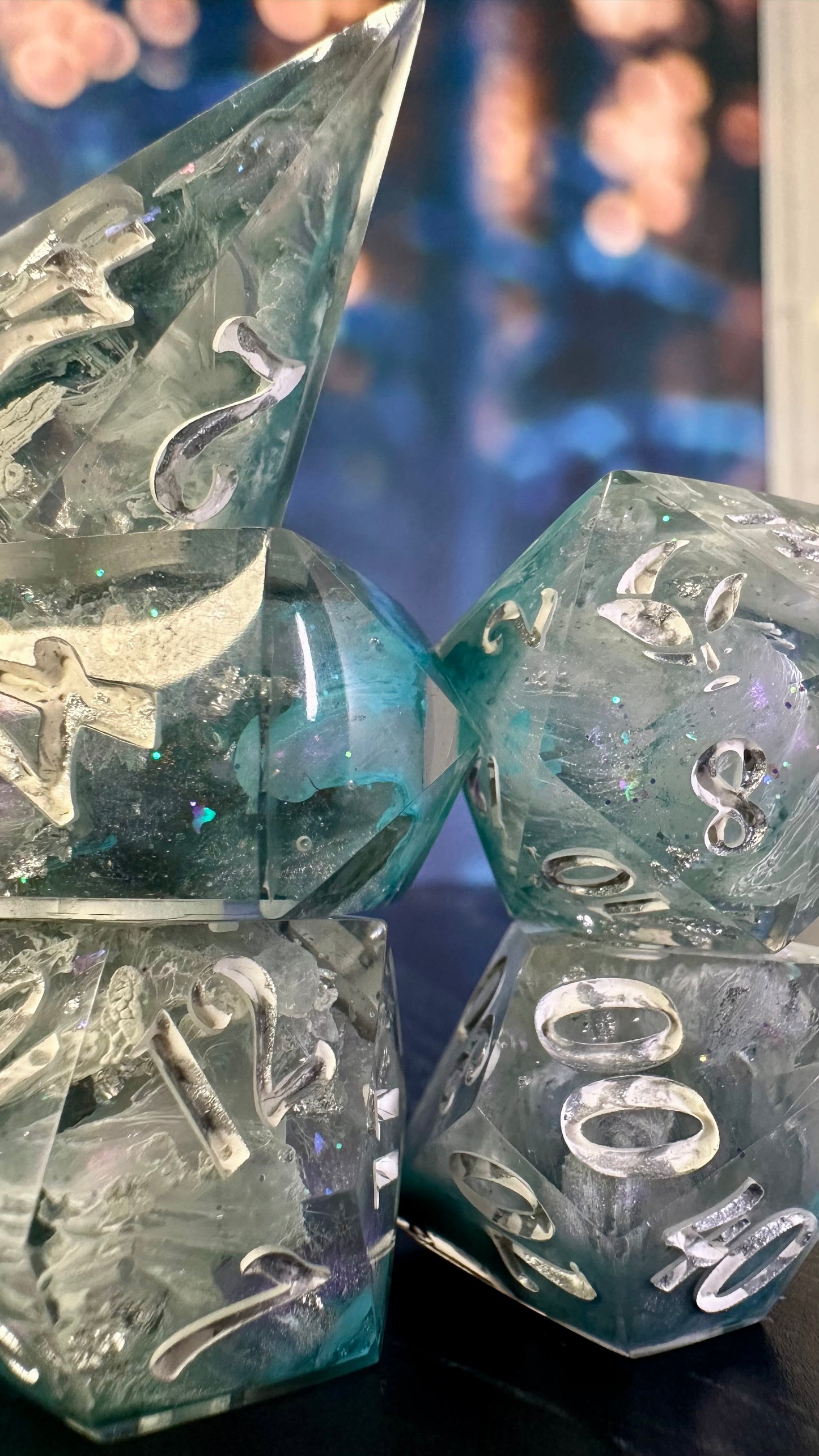 “The sky’s the limit”- 8 piece polyhedral dice set (Large)