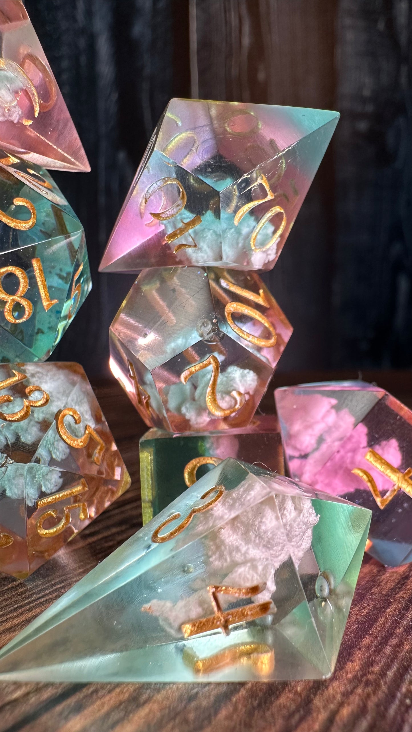 Cotton Candy Skies-8 piece polyhedral dice set-Pobody's Nerfect