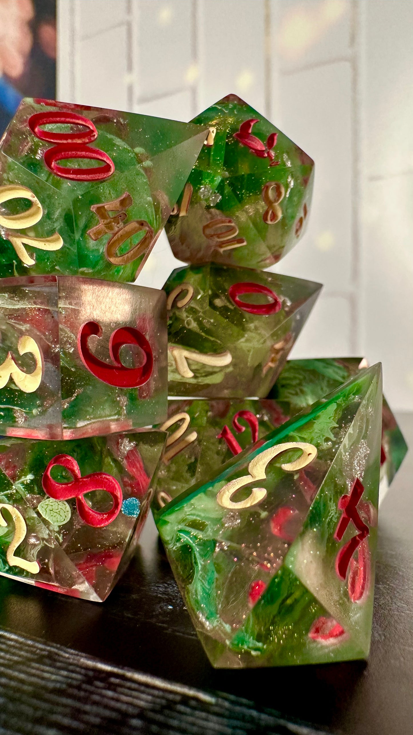 “Poppies are my favorite”- 8 piece polyhedral dice set (Large)